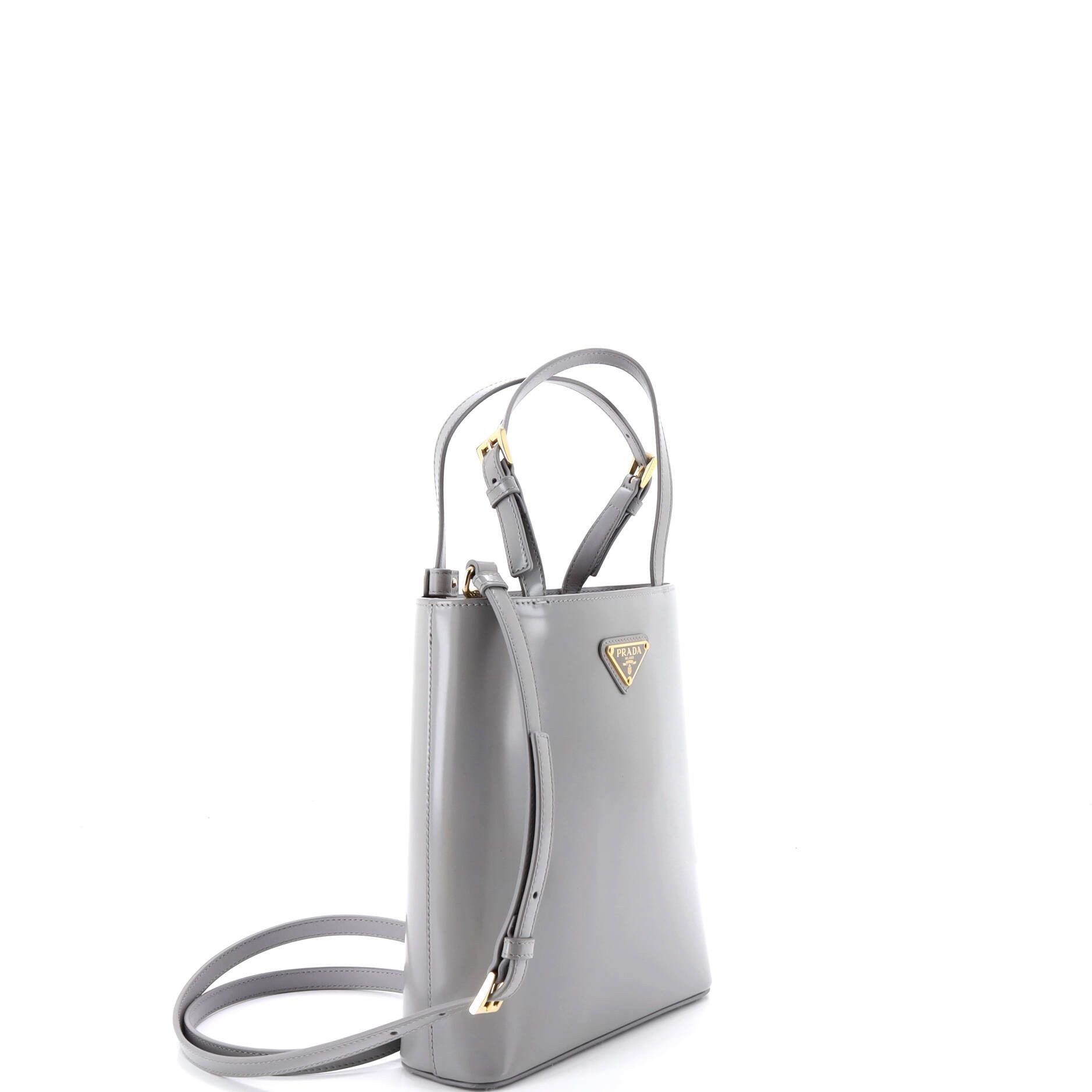 Prada Logo Convertible Tote Brushed Leather Size ONE SIZE - 1 Thumbnail