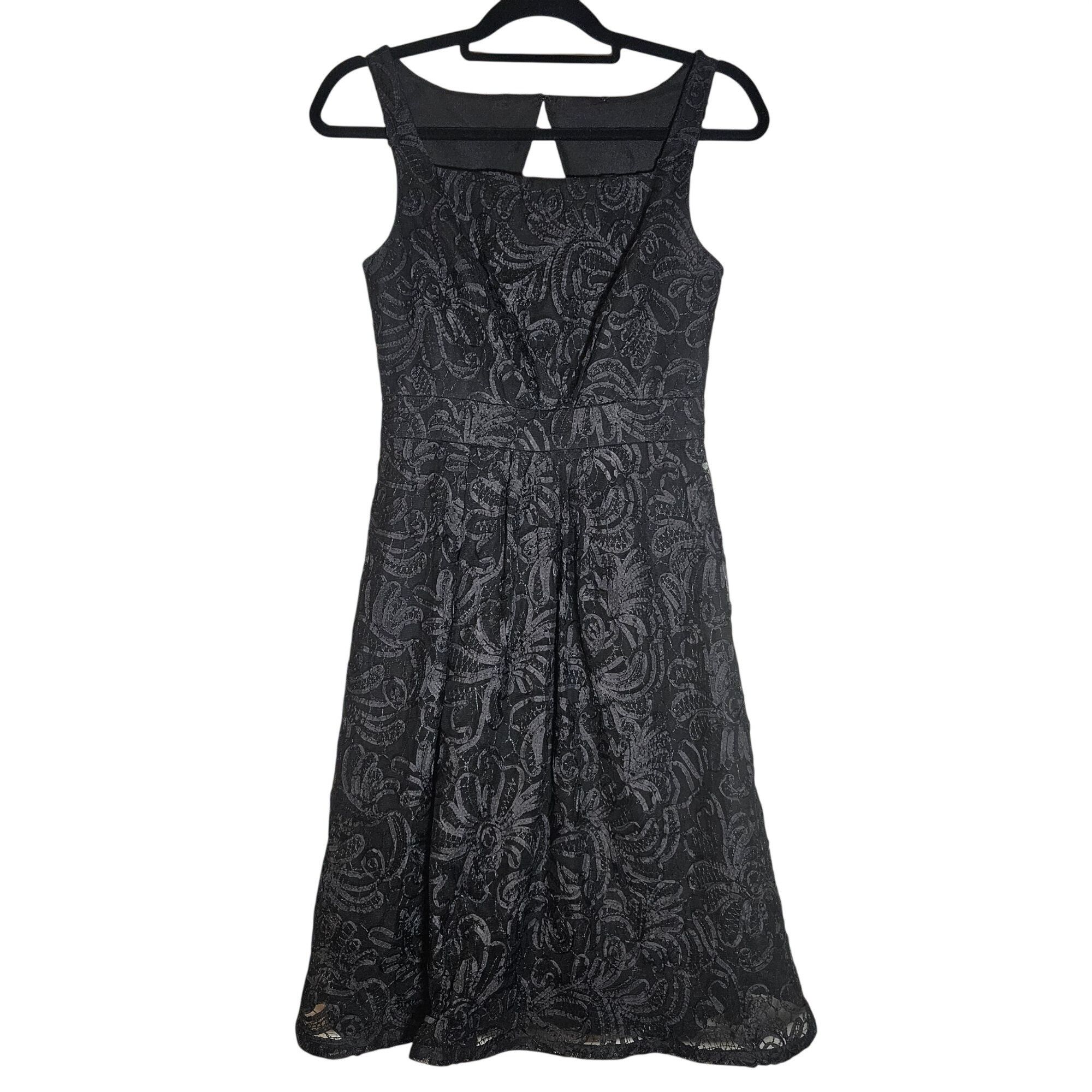 Truly Zac Posen Women's Black Dress 2 Fit & Flare Textured C
