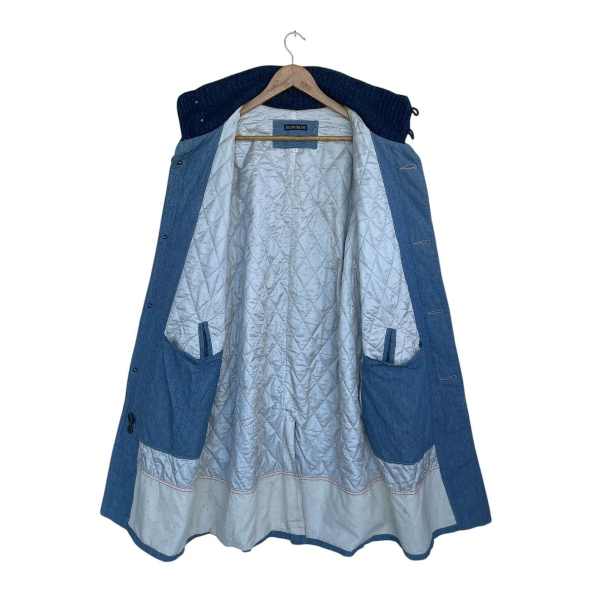 Blue Blue Japan Blue Blue Japan Indigo Knit Collar Quilted Denim Long Coat Size US M / EU 48-50 / 2 - 4 Thumbnail
