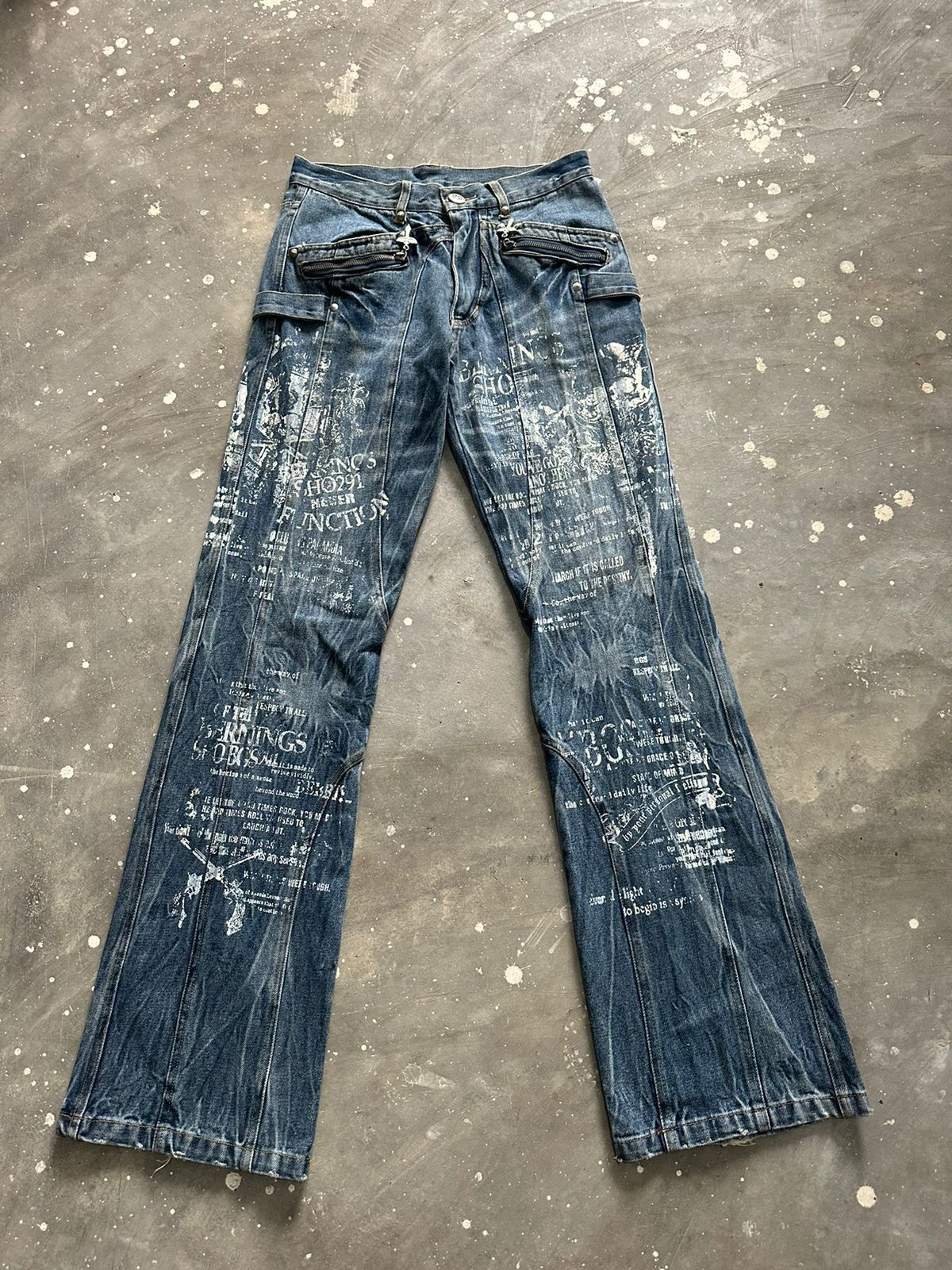 image of Avant Garde Berning Sho Punk Art Painter Studded Flared Jeans, Men's (Size 29)