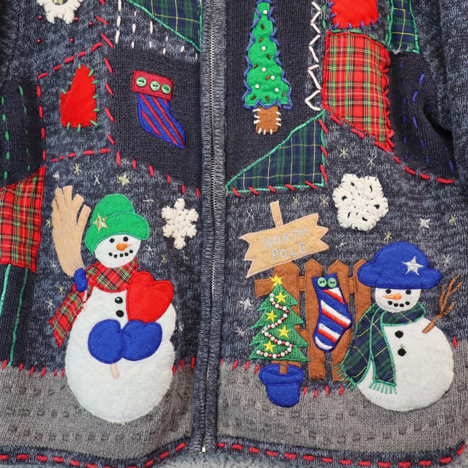 Other Segue Winter Sweater Christmas Snowman Embroid Jacket Medium Size M / US 6-8 / IT 42-44 - 2 Thumbnail
