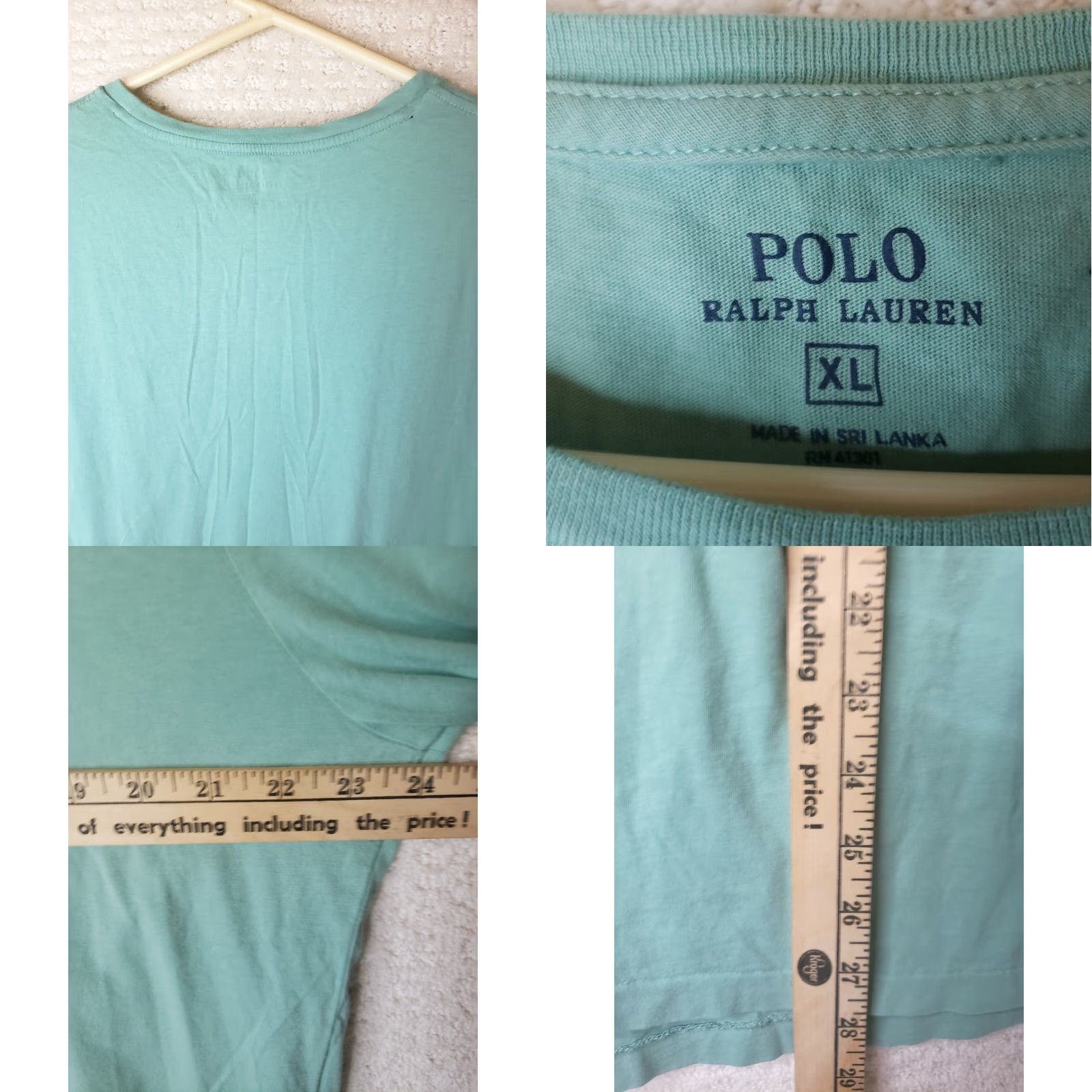 Polo Ralph Lauren Polo Ralph Lauren Tee Shirt Mens XL Teal Green 100% Cotton Crew Neck Short Sleeve Embroidered Logo Vintage: No Size US XL / EU 56 / 4 - 8 Thumbnail