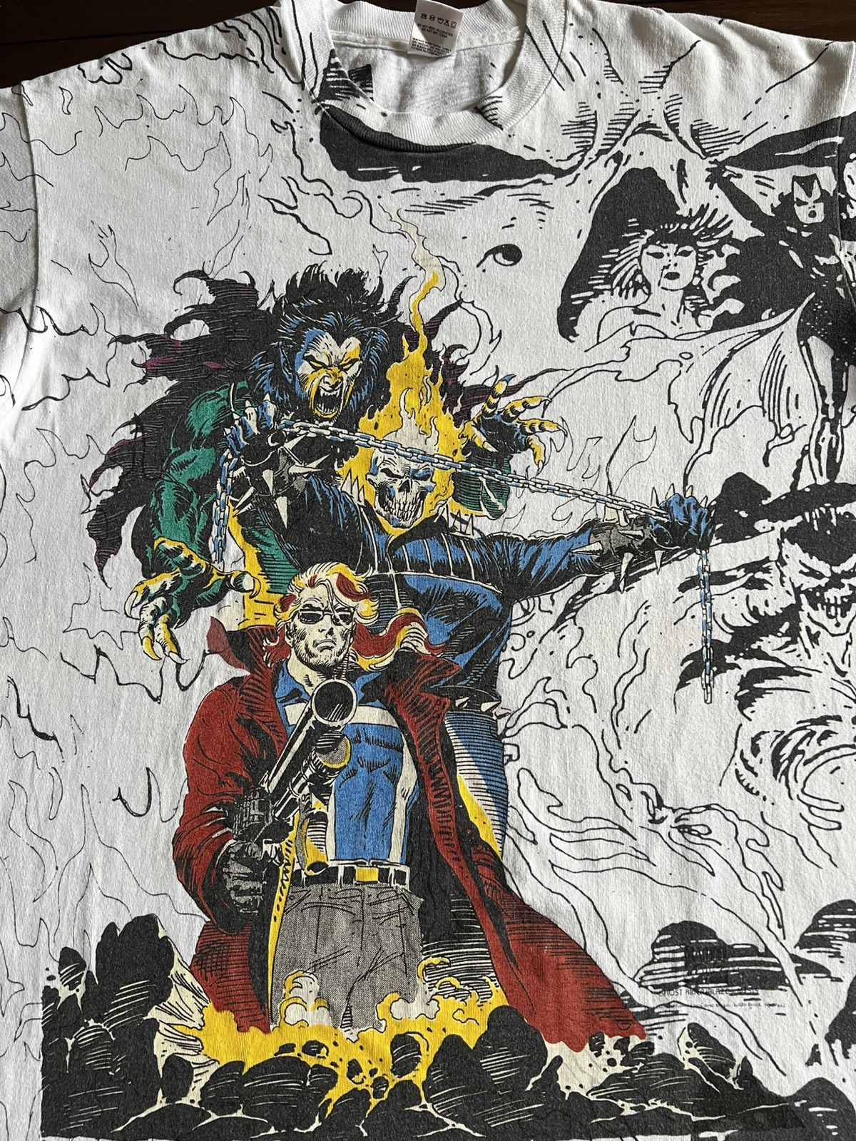 Fruit Of The Loom × Marvel Comics × Vintage 1992 Midnight Sons Ghost Rider Morbius Marvel Tee Shirt Mega Size US XL / EU 56 / 4 - 3 Thumbnail