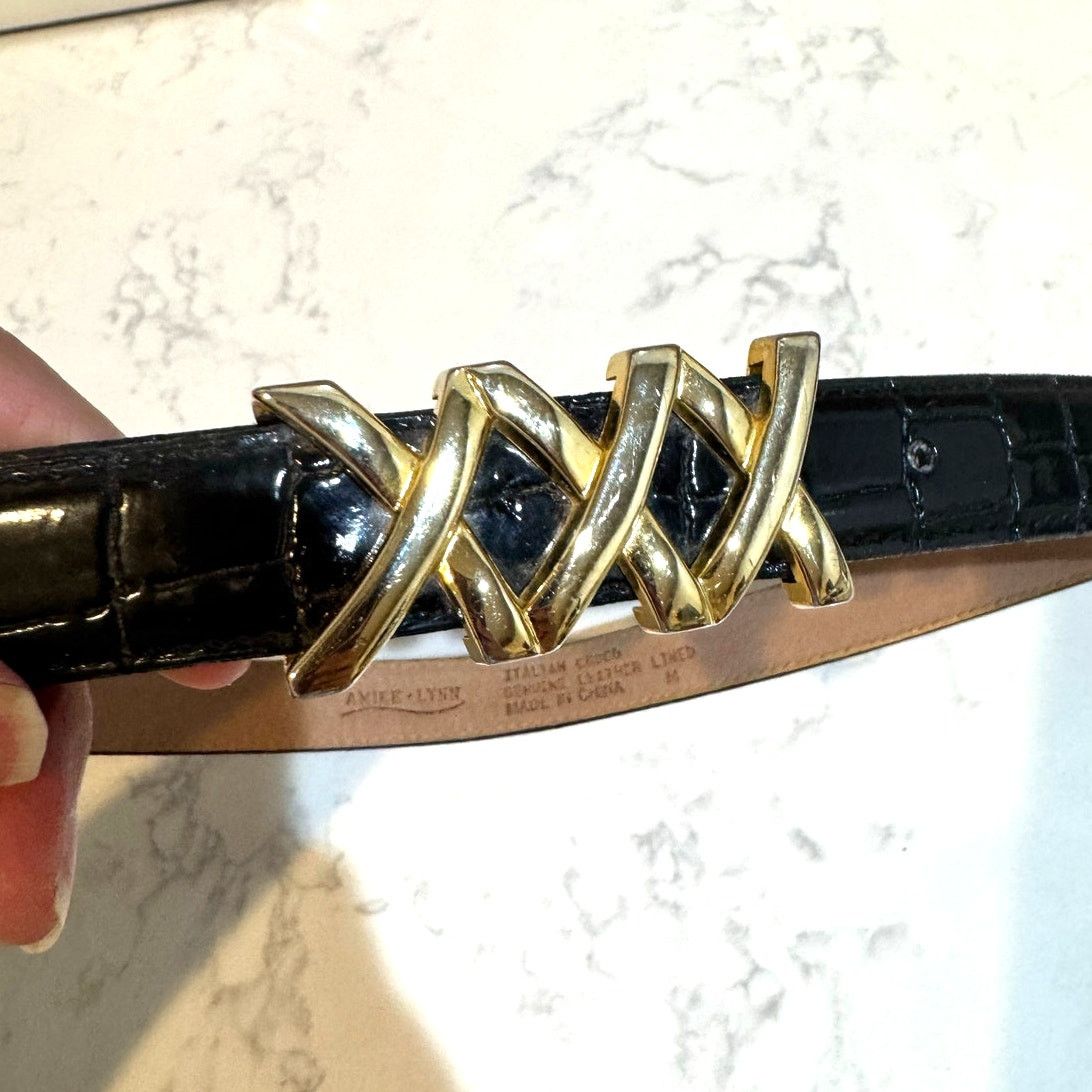 Other Vintage 90s Aimee Lynn BeIt Italian Croco Leather Size M Size ONE SIZE - 3 Thumbnail