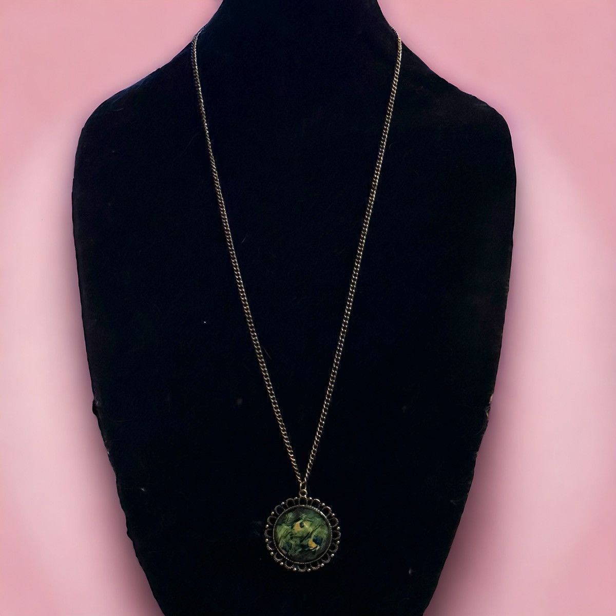 Other Bronze tone peacock feather print pendant necklace Size ONE SIZE - 2 Thumbnail
