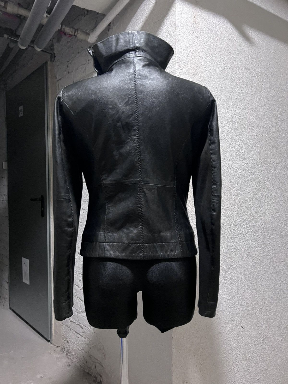 Rick Owens Real Leather Asymmetrical Zip Avant Garde Jacket Size M / US 6-8 / IT 42-44 - 4 Thumbnail