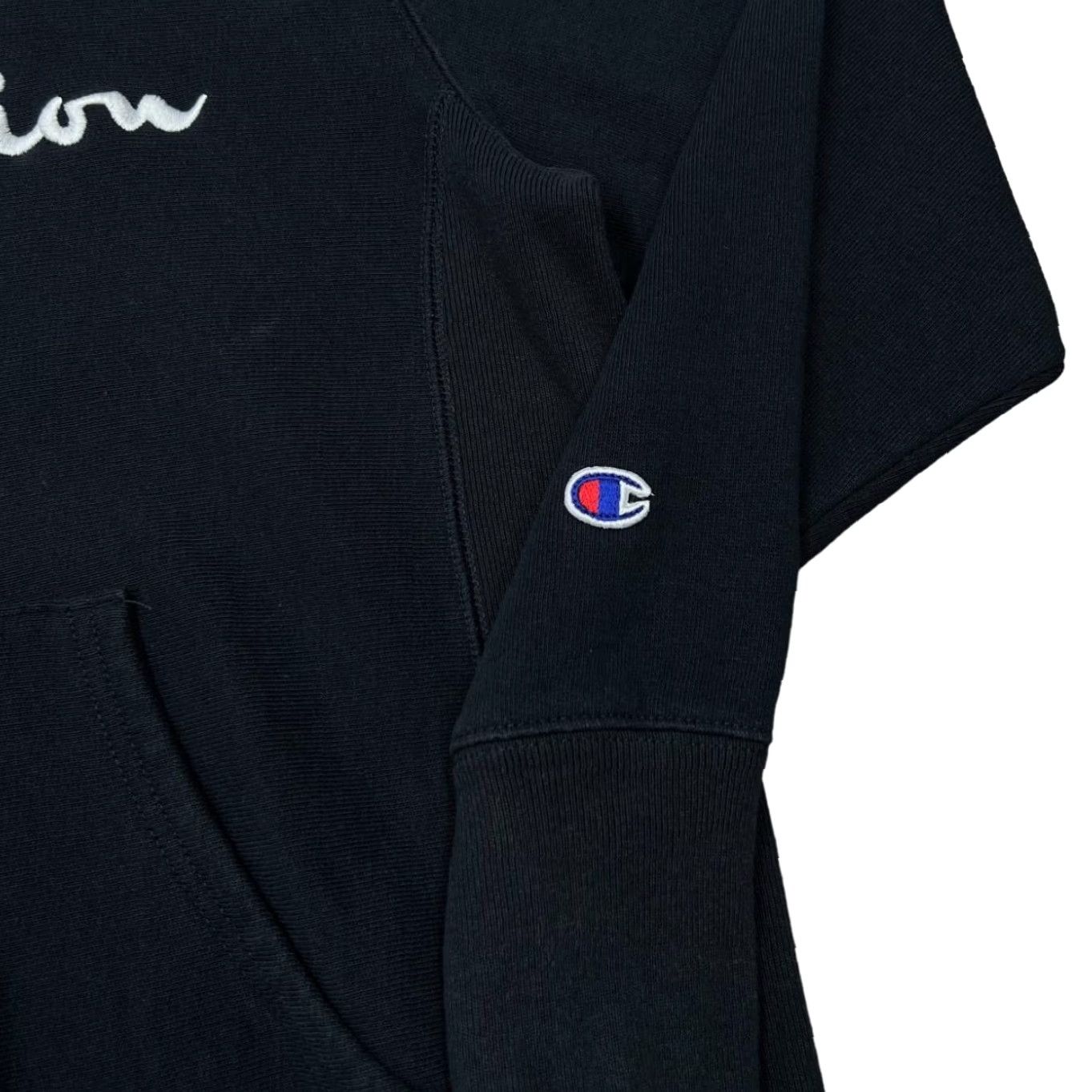 Champion VINTAGE CHAMPION Reverse Weave Embroidered Logo Spellout Pullover Hoodie Men S Black Small Embroidered Logo Hands? Size US S / EU 44-46 / 1 - 3 Thumbnail