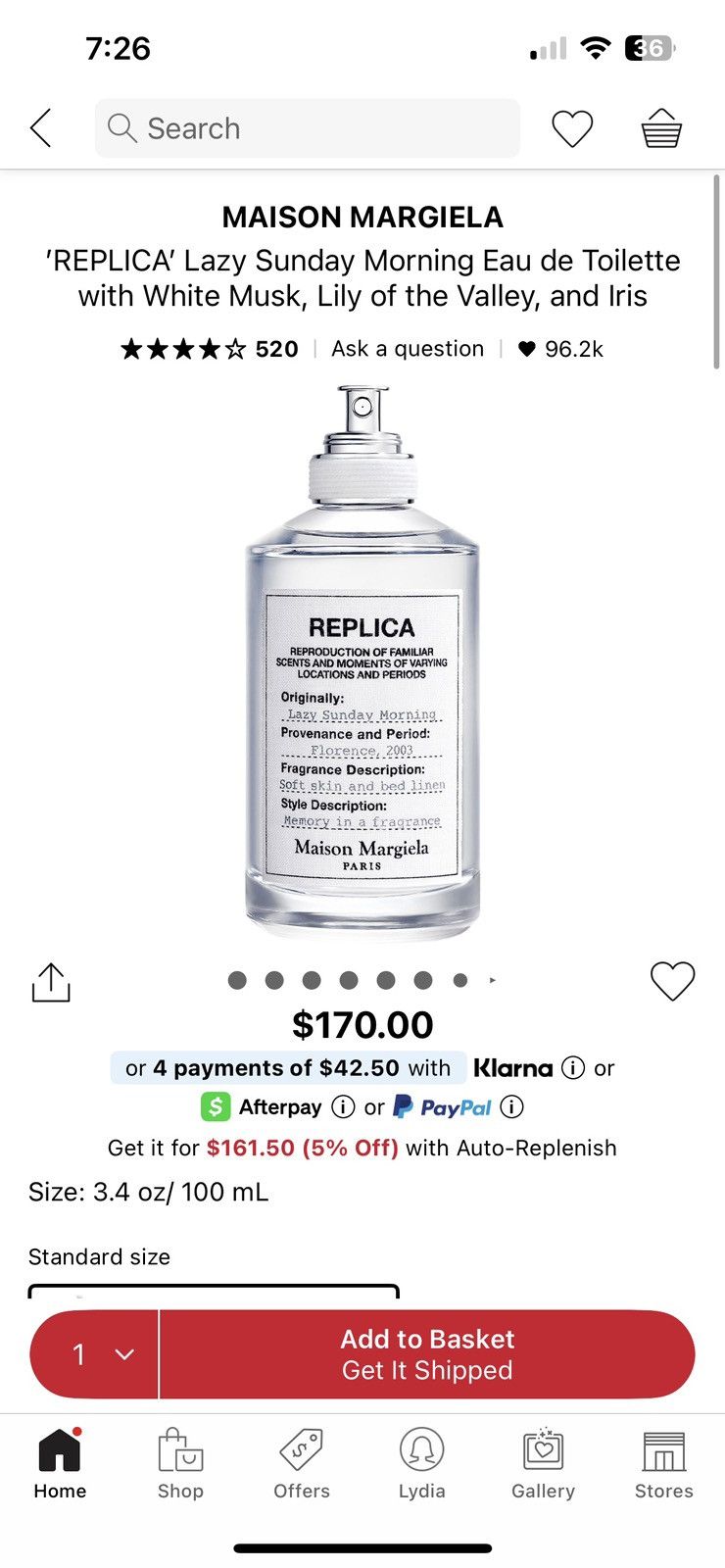 Maison Margiela Full bottle Replica “Sunday Morning” Size ONE SIZE - 3 Thumbnail