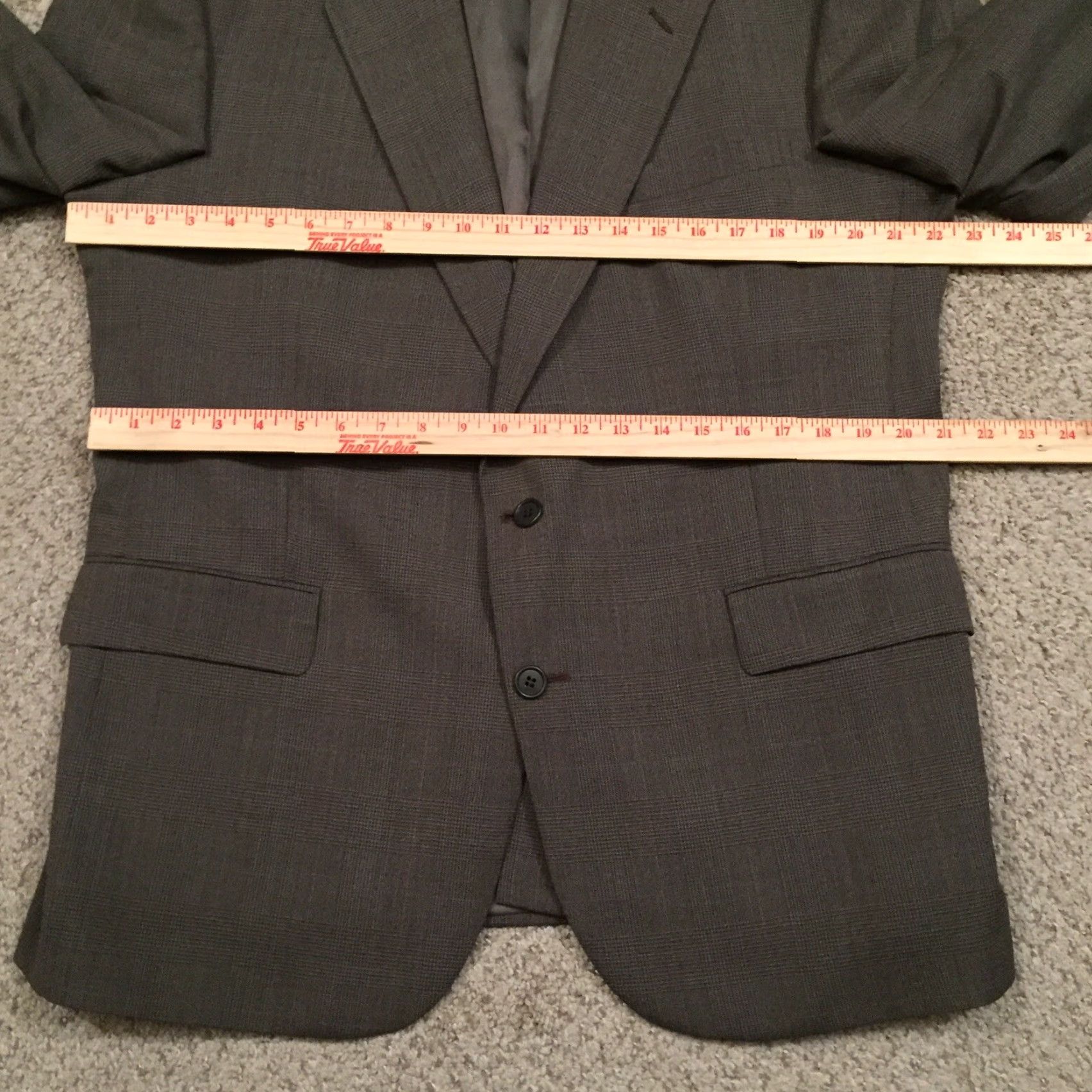 Stafford Stafford Blazer Mens Size 44 Gray Plaid Two Button Single Vented Worsted Wool Jacket Coat Men Notch Lapel 2 Piece Regular Built In 44 Chest Size 44R - 5 Thumbnail