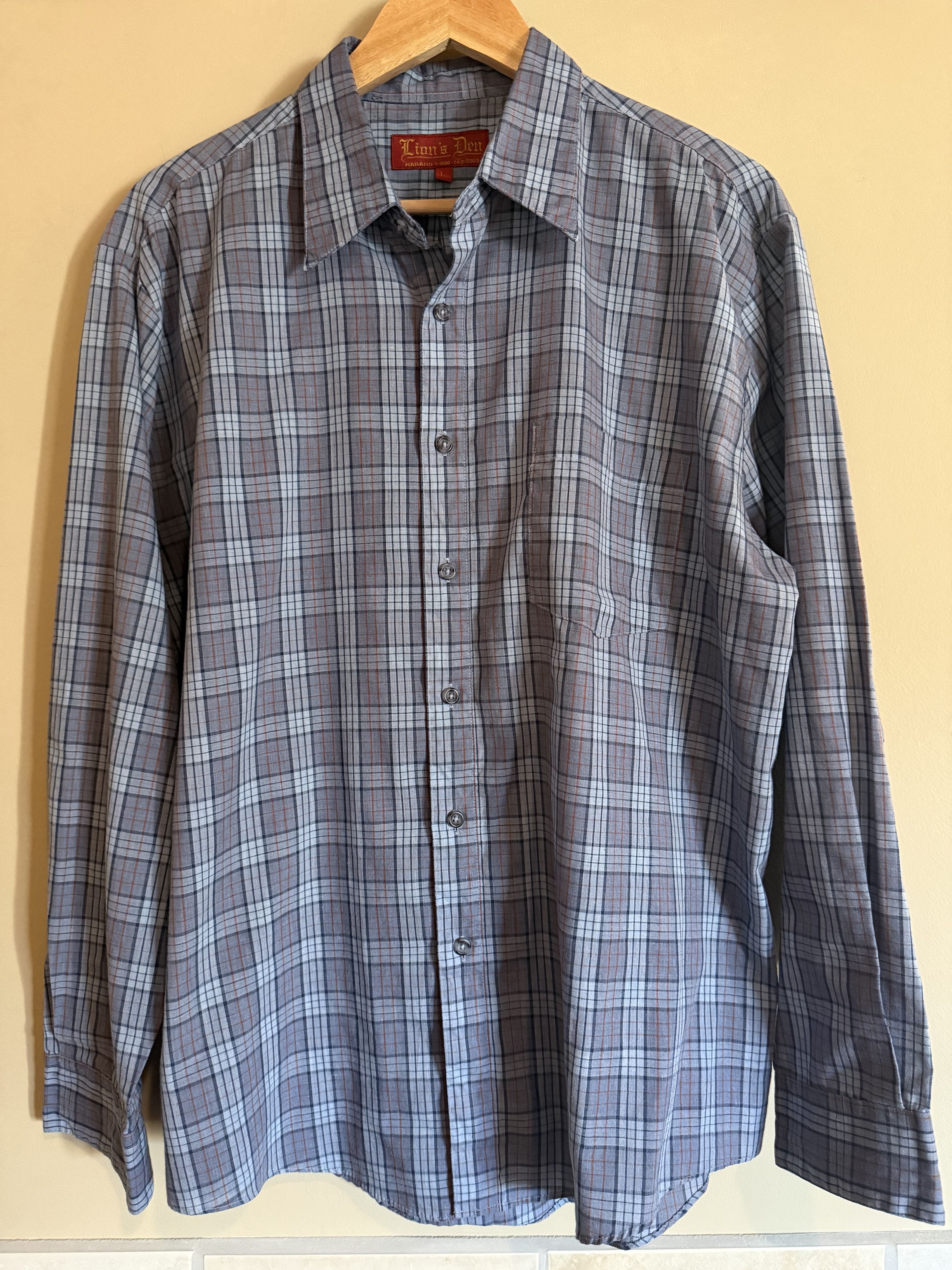 Other Lion's Den Blue Plaid L/S Shirt, Men's Large Size US L / EU 52-54 / 3 - 1 Thumbnail
