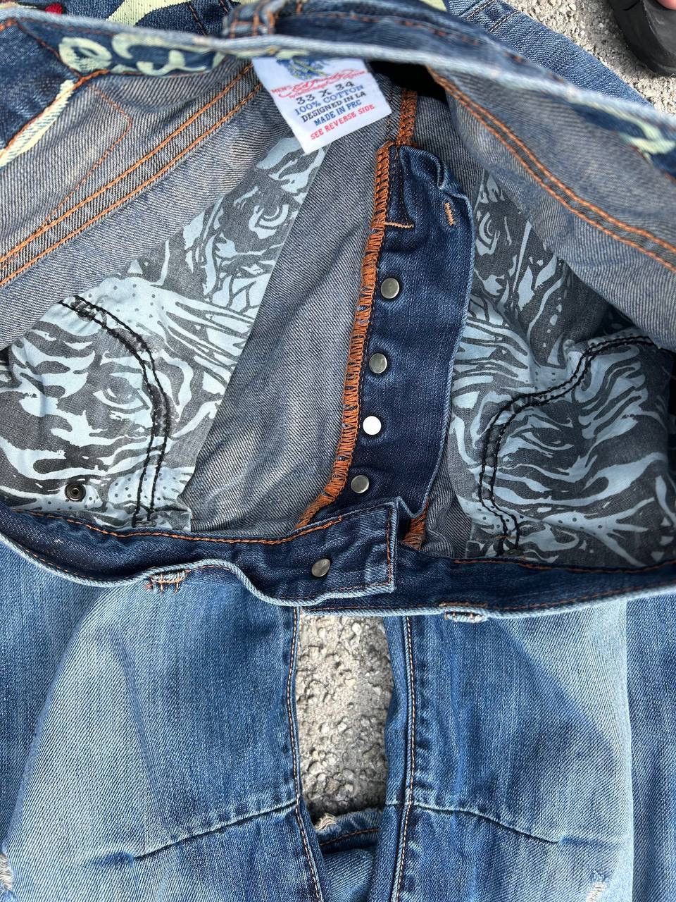 Christian Audigier × Ed Hardy × Vintage Ed hardy Embroidered Skull Denim Jeans Size US 34 / EU 50 - 12 Thumbnail
