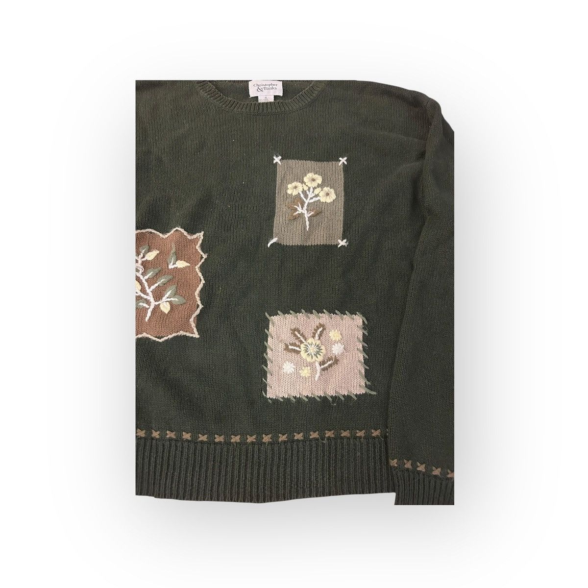 Other Christopher & Banks Floral Patchwork Sweater Size XL / US 12-14 / IT 48-50 - 2 Thumbnail