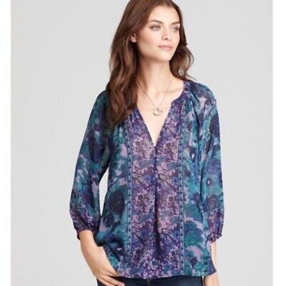 Joie Joie 100% Silk Floral Multicolor Long Sleeve Blouse Size XS Size XS / US 0-2 / IT 36-38 - 8 Thumbnail