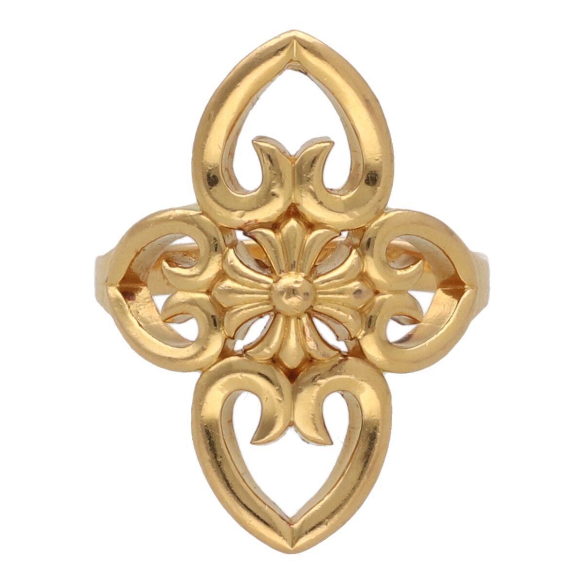 image of Chrome Hearts Gold Filigree Heart Ring - Size 5.5 in Yellow Gold, Men's