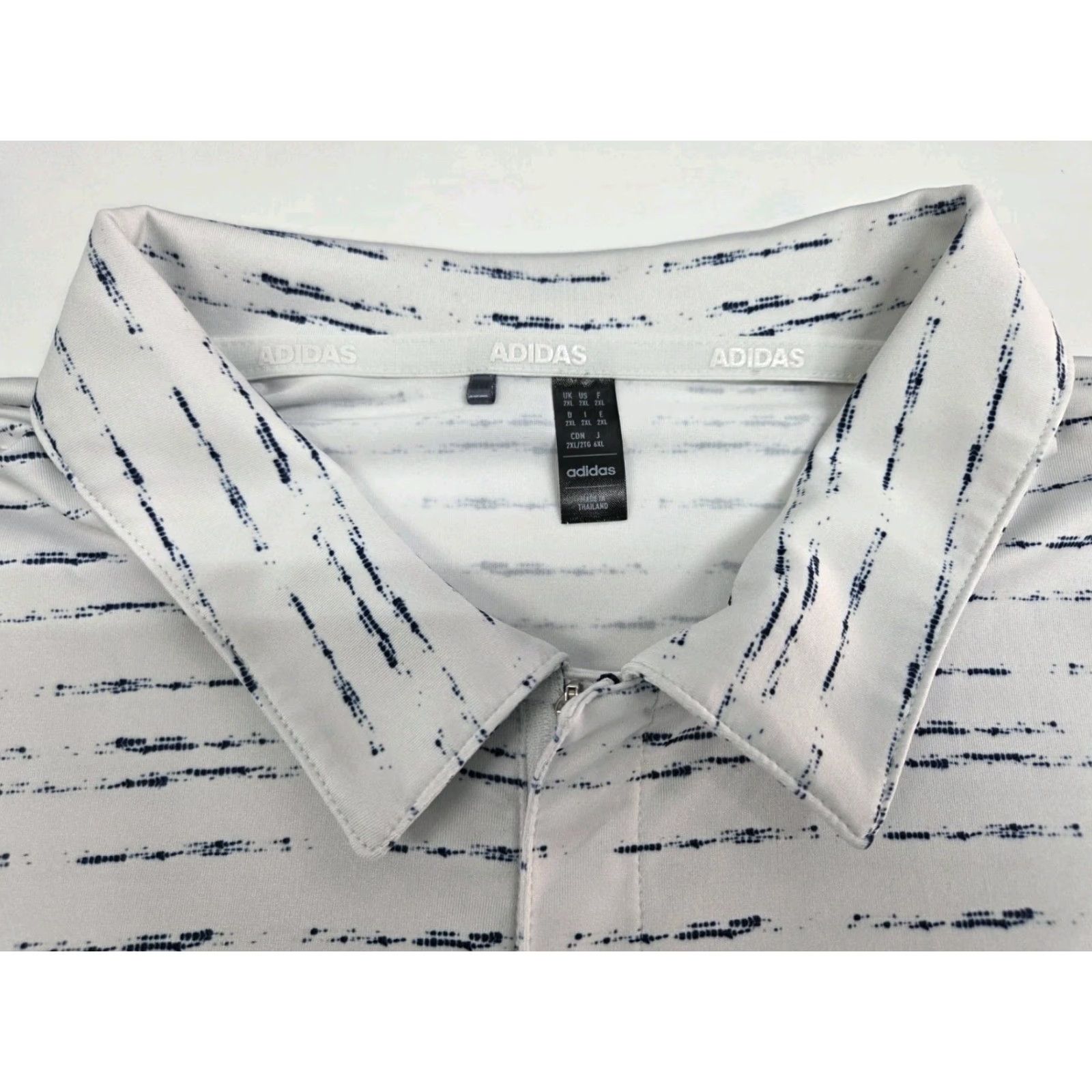 Adidas Adidas Polo Shirt 1/4 Zip Short Sleeve White/Blue Striped 2XL Men Big & Tall Shirt Mens Logo Zip Tailored Relaxed Fit Size US XXL / EU 58 / 5 - 2 Thumbnail