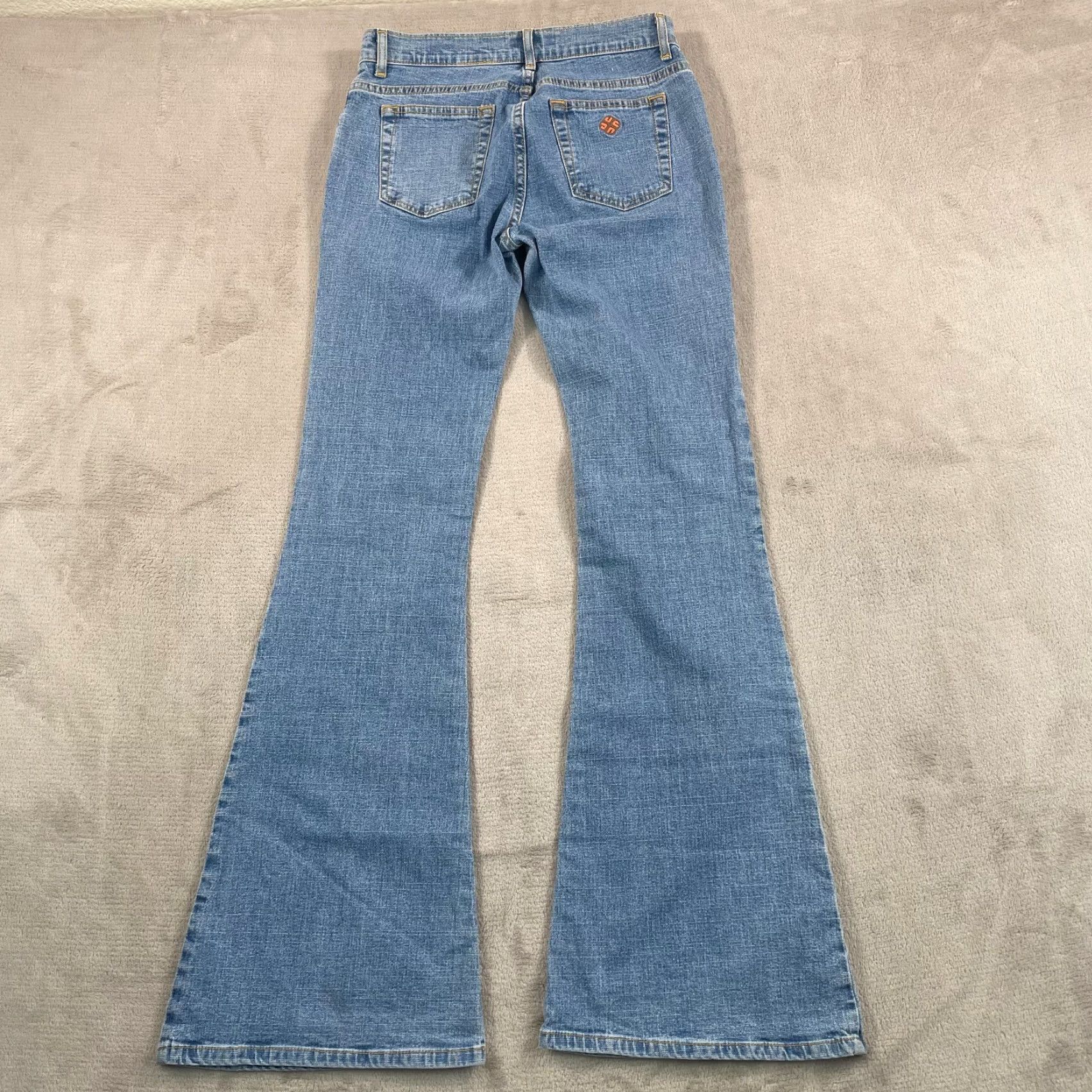 JNCO VINTAGE JNCO Flared Jeans Women 7 Jeans 28x33 Blue Wash Wide Hem Embroidered Pocket 5-Pocket Geometric Hip Hop Hippie Hipster USA Jeans Womens Size 28" / US 6 / IT 42 - 6 Thumbnail