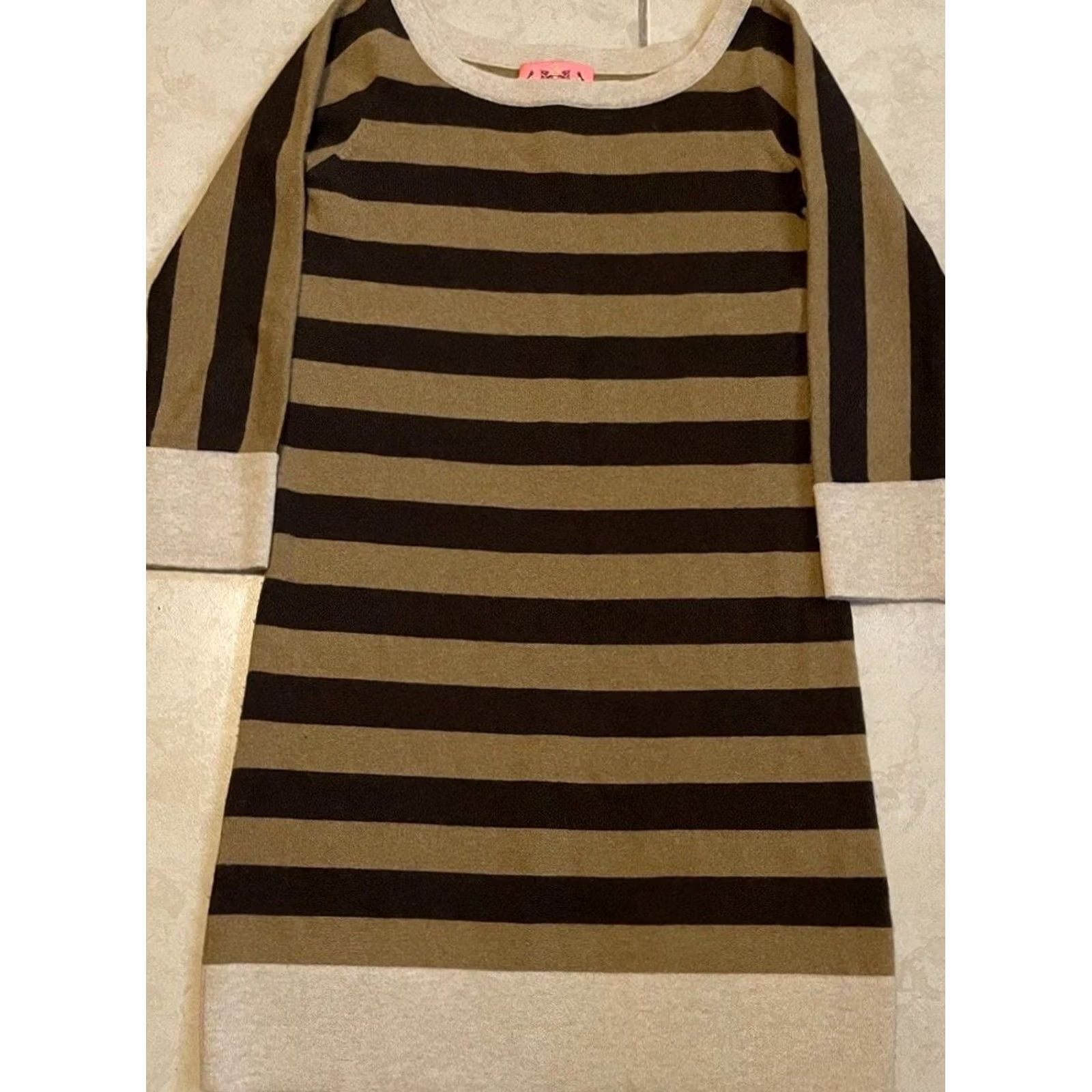 Juicy Couture VINTAGE Juicy Couture Striped Cashmere Long Sweater P T-Shirt Women Brown 3/4 Sleeve Heart Pattern 80s 90s Designer Barbi ecore? Size S / US 4 / IT 40 - 2 Thumbnail