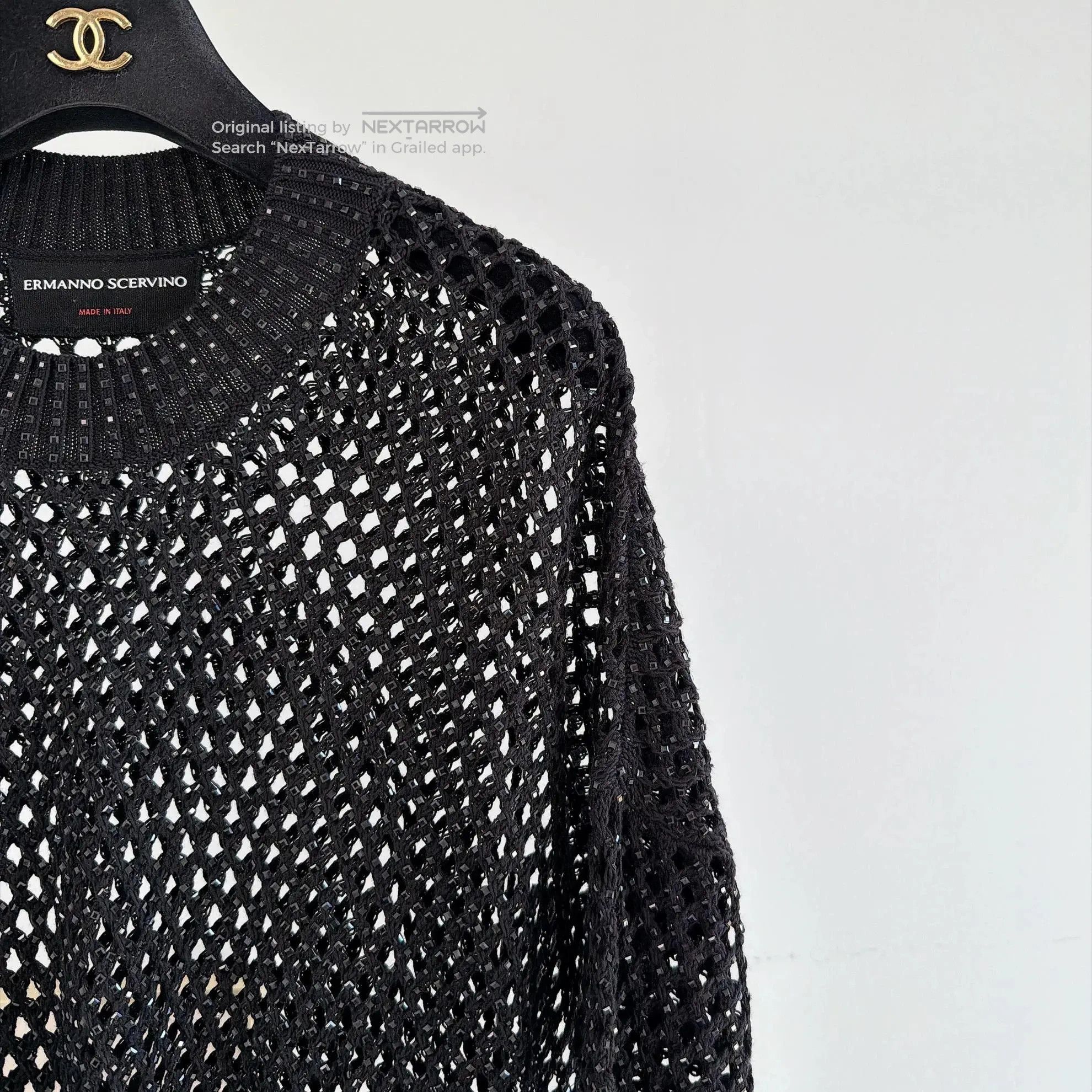 Ermanno Scervino Black Fishnet Embellished Knit, Women's — image 3 of 6