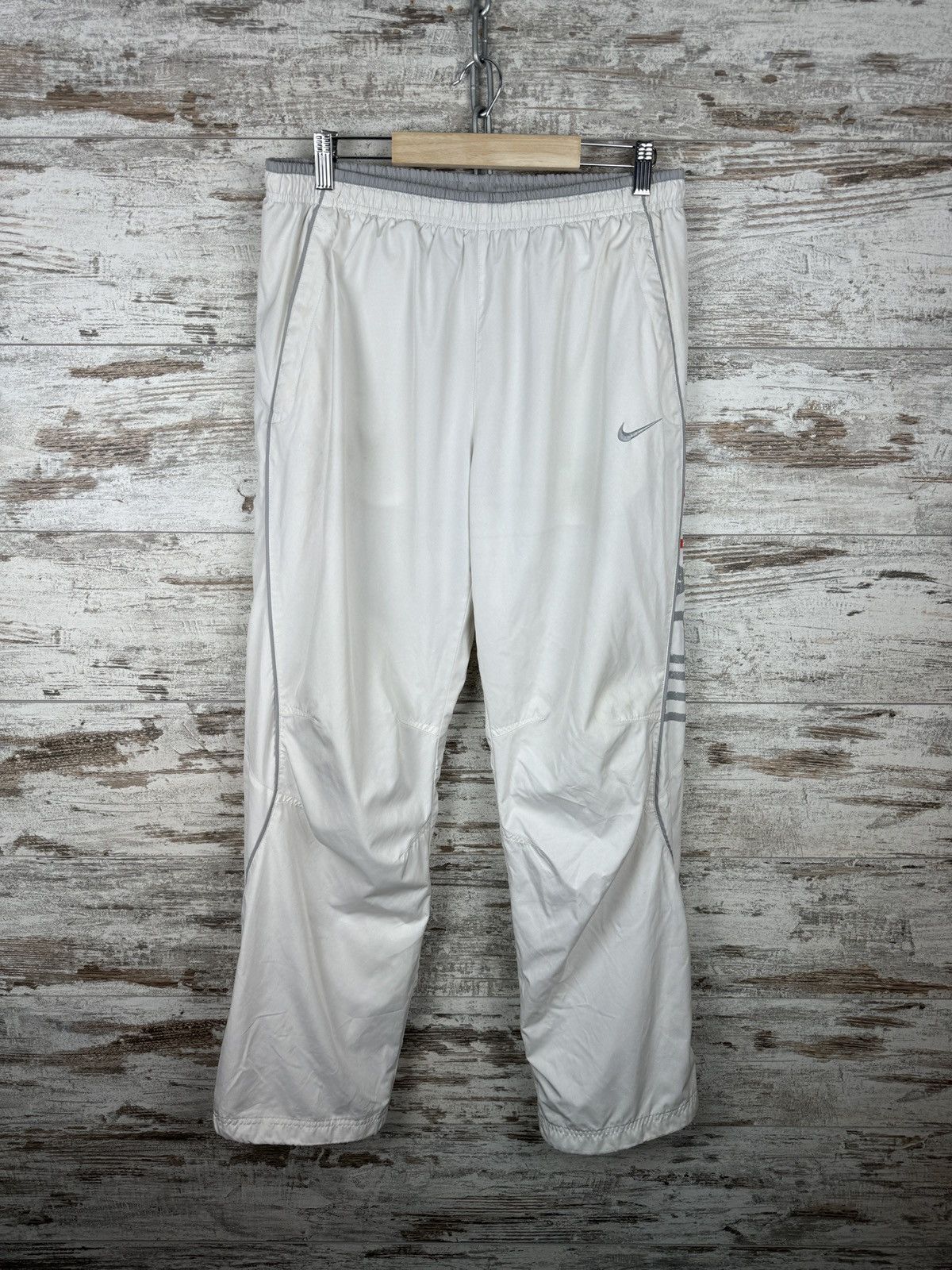 Nike × Vintage Mens Vintage Nike white drill pants swoosh sweatpants rare Size US 34 / EU 50 - 2 Thumbnail