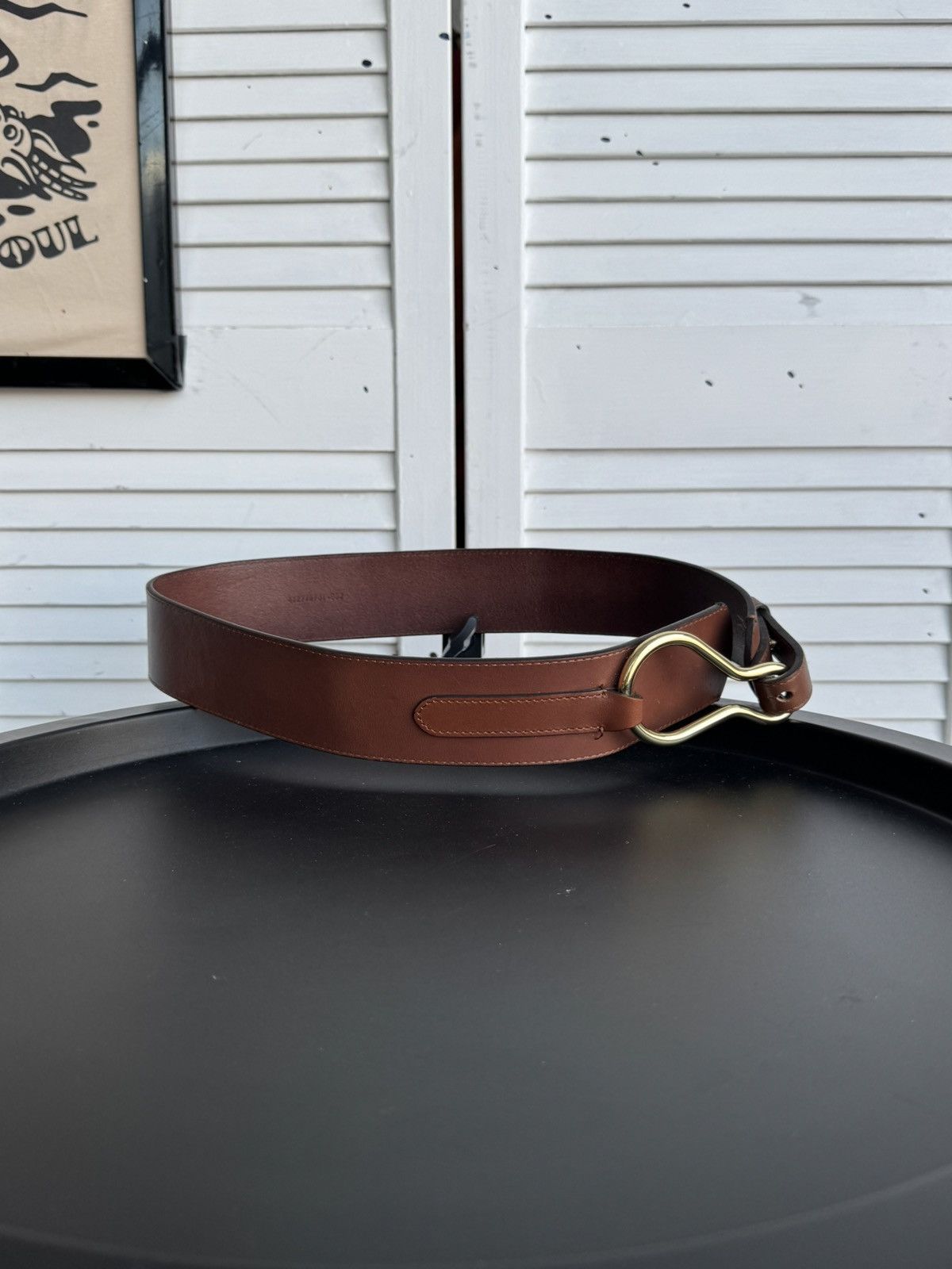 Lauren Ralph Lauren Ralph Lauren Equestrian Wide Leather Belt Gold-Tone Hook Size ONE SIZE - 7 Thumbnail