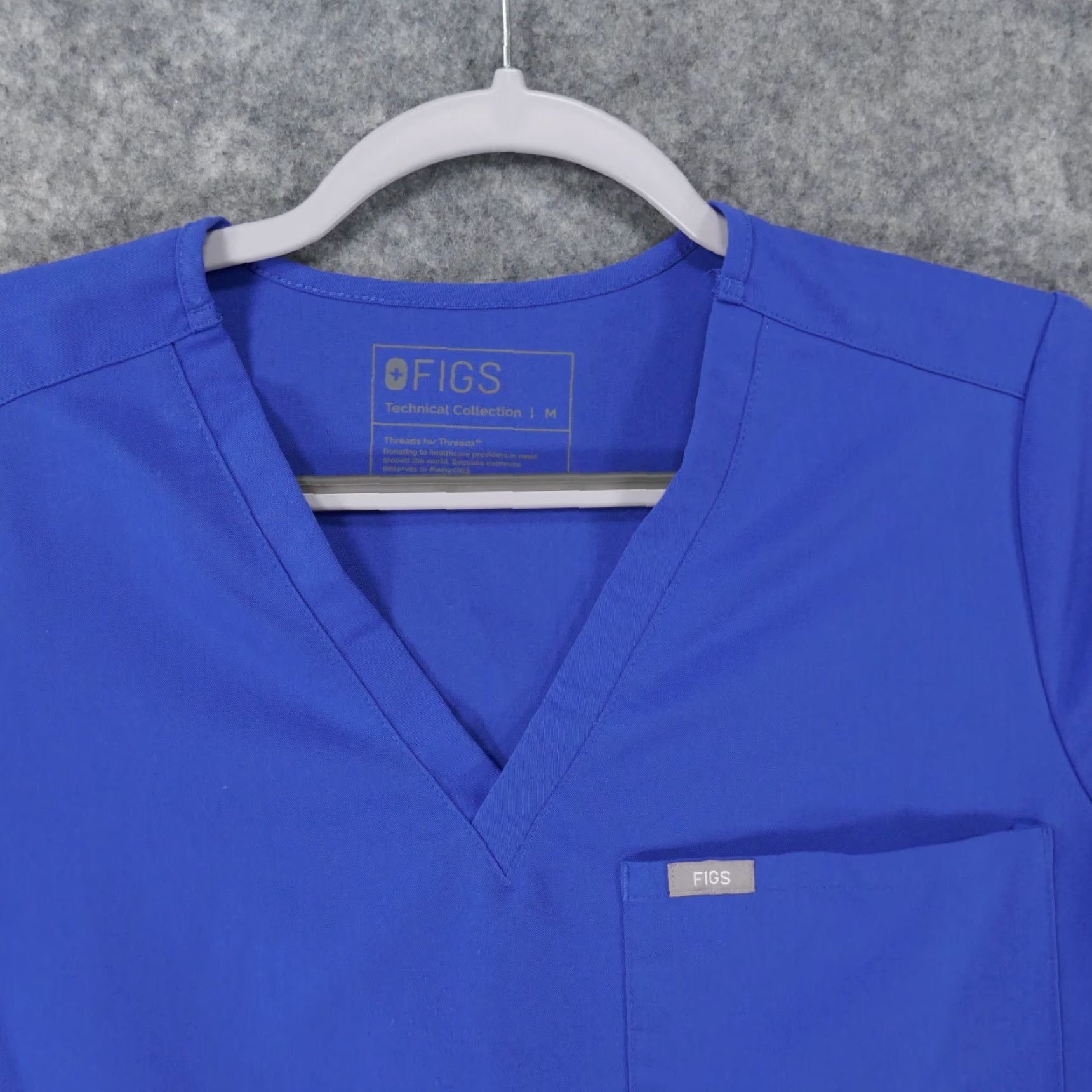 Vintage Figs Scrub Top Womens Medium Short Sleeve Blue w Pockets Size M / US 6-8 / IT 42-44 - 2 Thumbnail