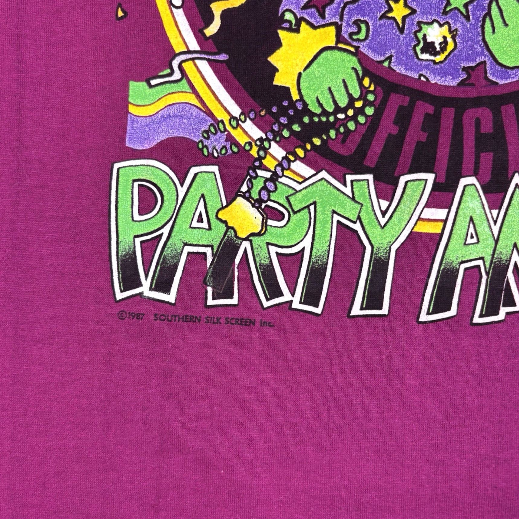 Vintage VINTAGE New Orleans Mardi Gras T Shirt Party Animal Size L USA Shirt Mens Purple 90s Cotton Crew Neck Short Sleeve Basketball? Size US L / EU 52-54 / 3 - 7 Thumbnail