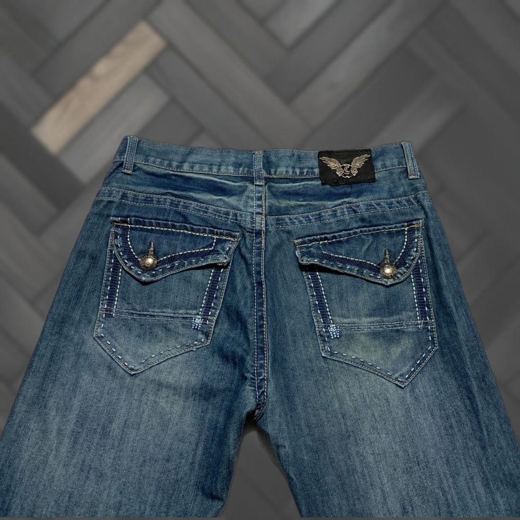 Vintage City Ink Jeans Men's Size 34 Blue Whiskers Flap Embroidered Pockets Size US 34 / EU 50 - 1 Thumbnail