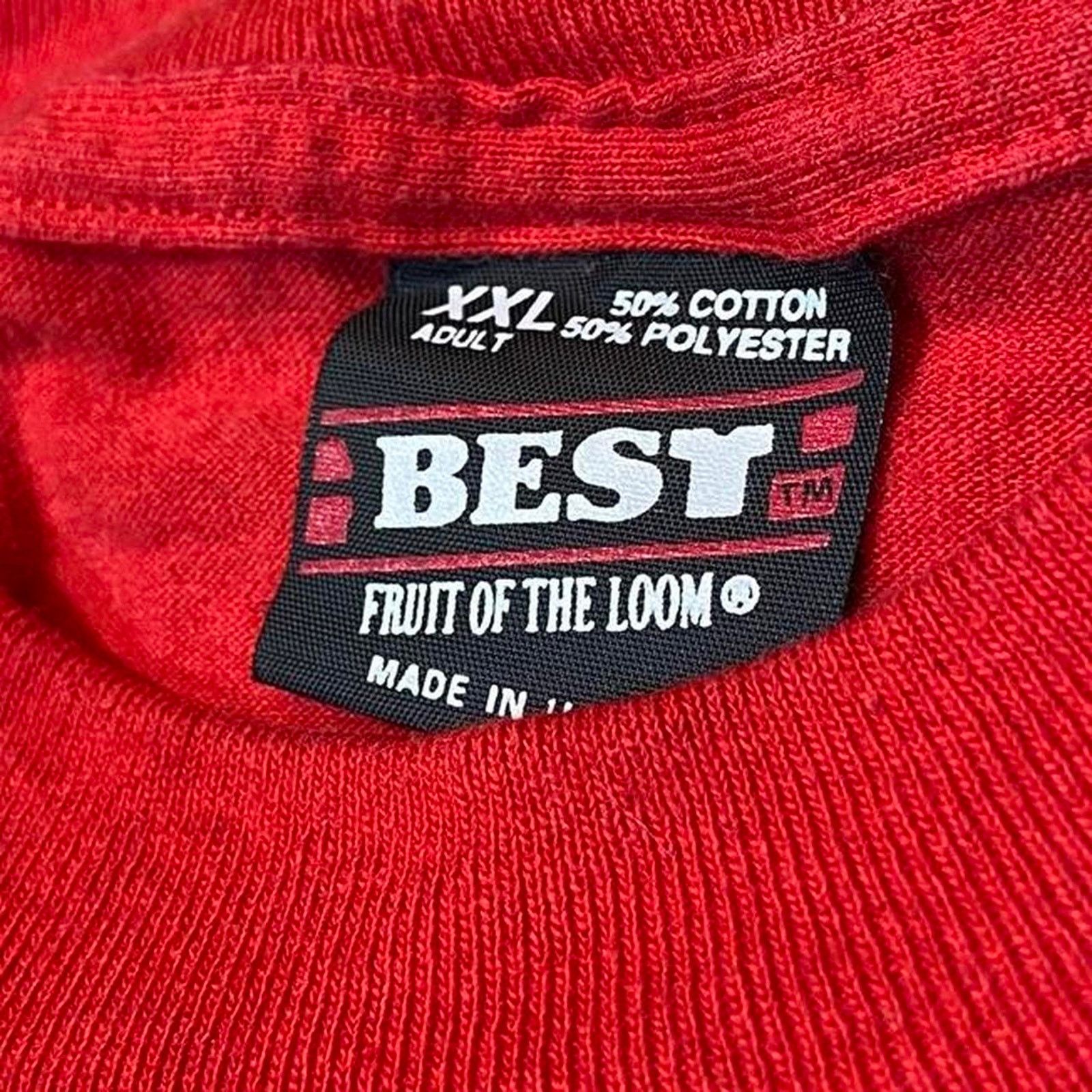Fruit Of The Loom 90s red single stitch tee Size US XXL / EU 58 / 5 - 3 Thumbnail