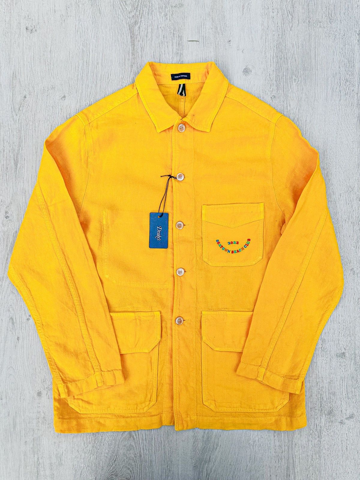 Pre-owned Drake's Yellow Seatown 2022 Linen Chore Jacket