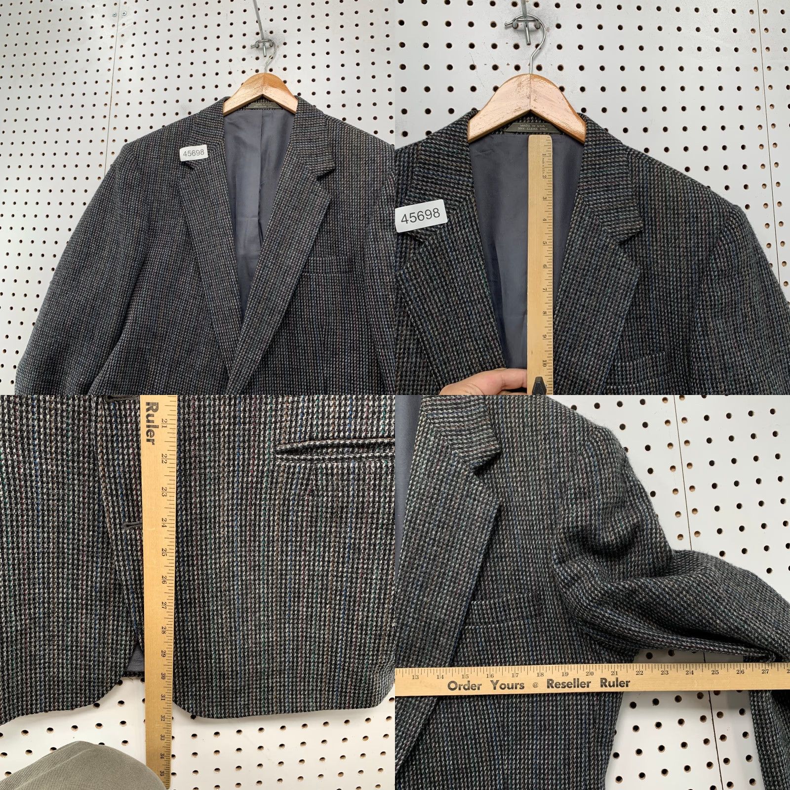 Haggar VINTAGE Haggar Wool Tweed Blazer Mens 44 Gray Business Two Button 100% Pure Wool Size 44R - 8 Thumbnail