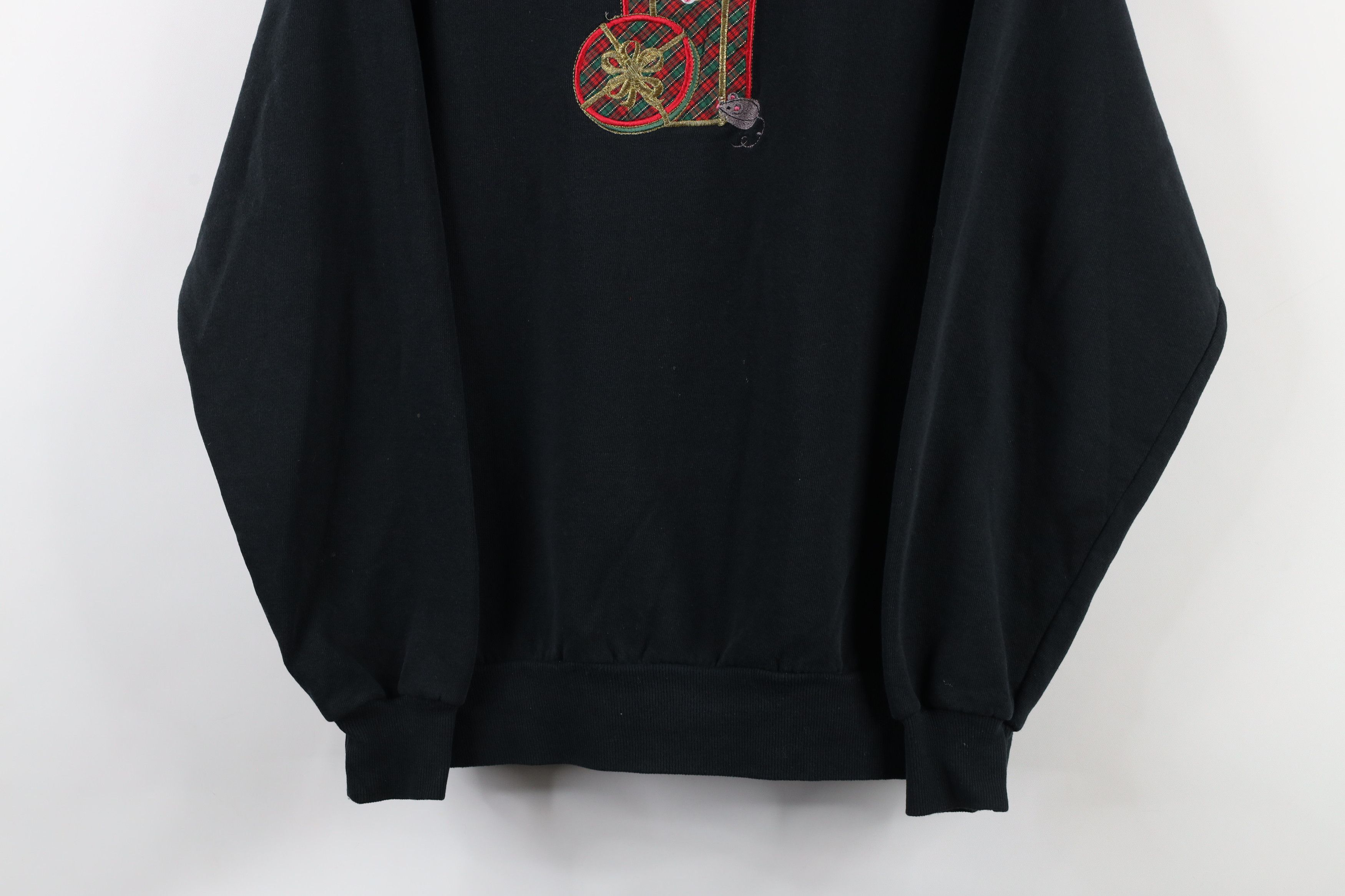 Vintage Vintage 90s Streetwear Cat Kitten Layered Sweatshirt Black Size L / US 10 / IT 46 - 3 Thumbnail
