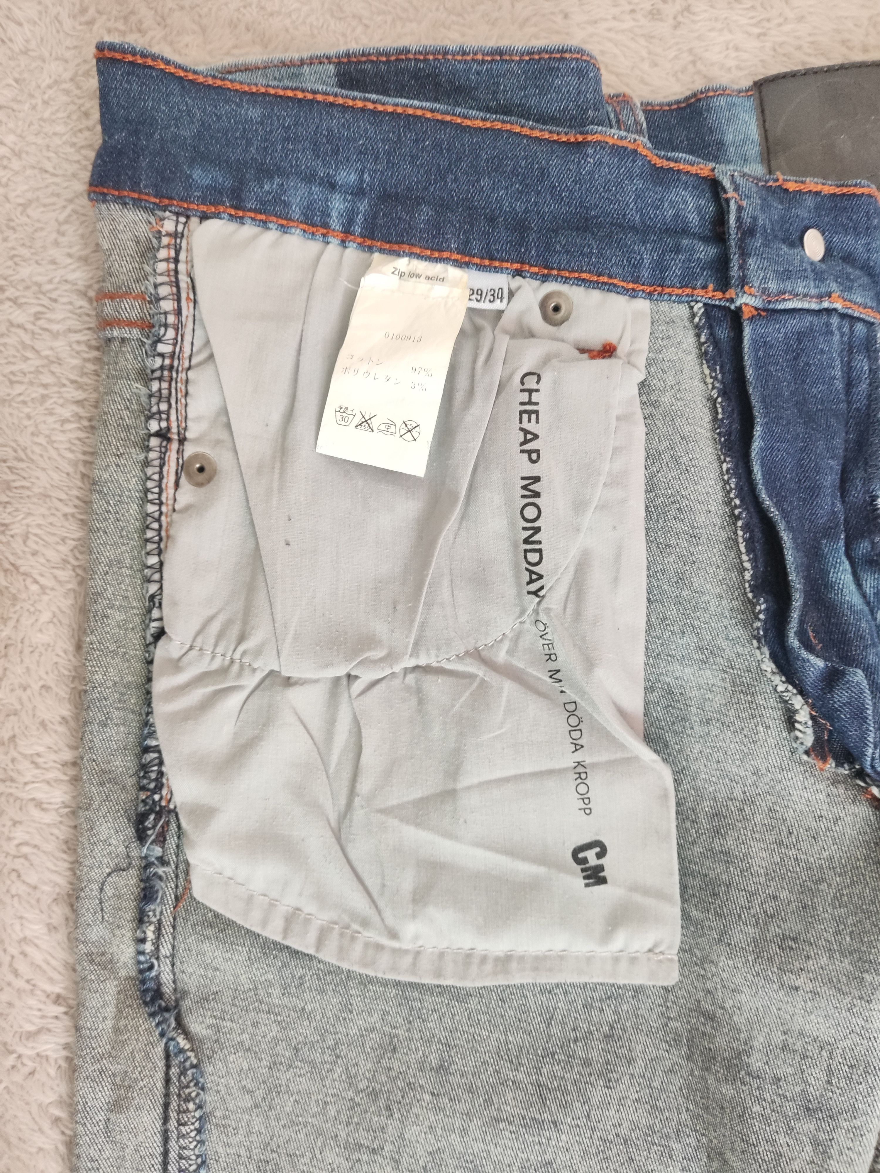 Cheap Monday Cheap Monday Y2K Zip Low Acid Wash Distressed Skinny Jeans Size 29" - 12 Thumbnail