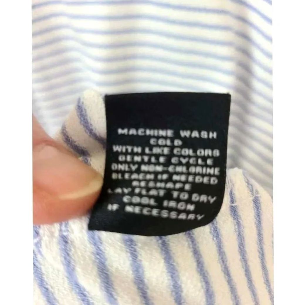 Vintage VINTAGE Verve Ami Boho Top Womens L Blue White Striped Short Sleeve Casual Eyelet Size L / US 10 / IT 46 - 4 Thumbnail