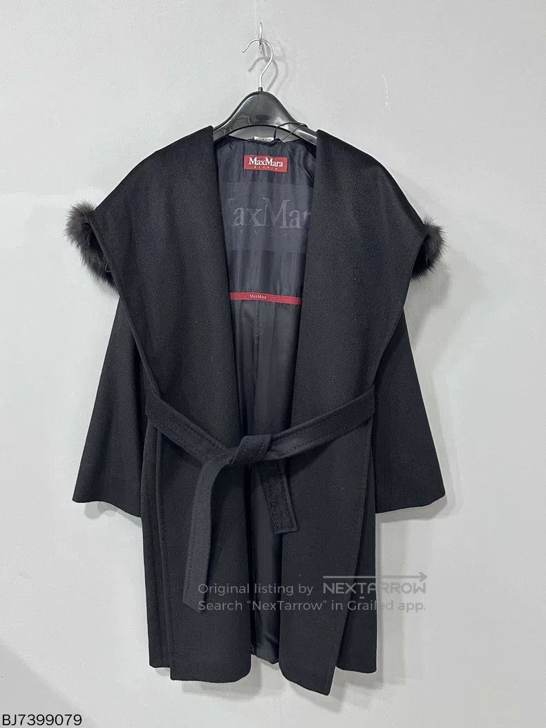 Max Mara Max Mara Black fox fur collar bathrobe coat Size XS / US 0-2 / IT 36-38 - 3 Thumbnail
