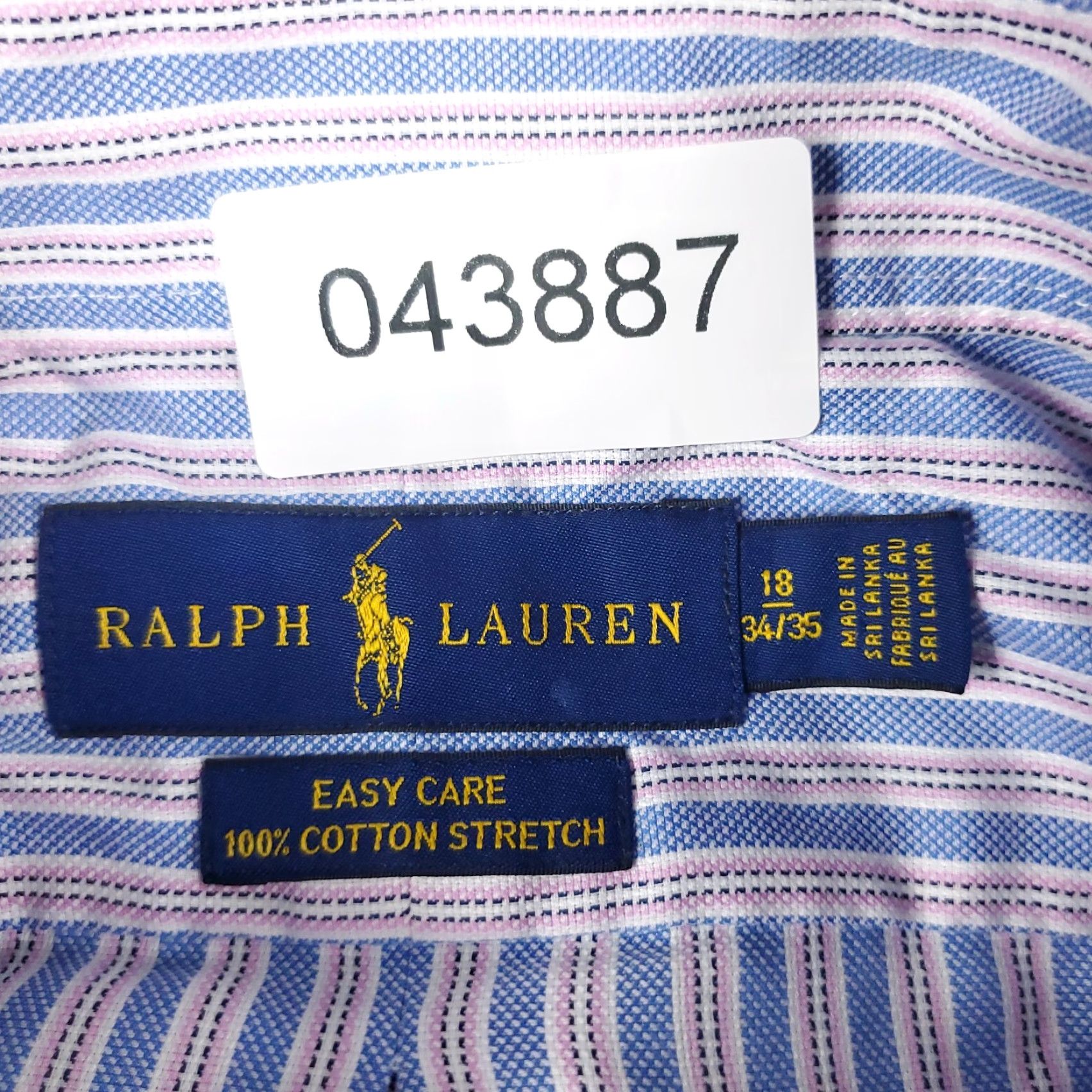 Ralph Lauren Ralph Lauren Dress Shirt Mens 18 Blue Striped Long Sleeve Button Up Size 48R - 7 Thumbnail