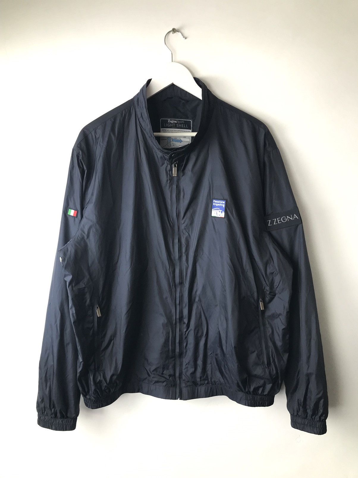 Z Zegna Zegna Nylon Shimmer Navy Blue Zip Up Windbreaker Jacket Size US L / EU 52-54 / 3 - 2 Thumbnail