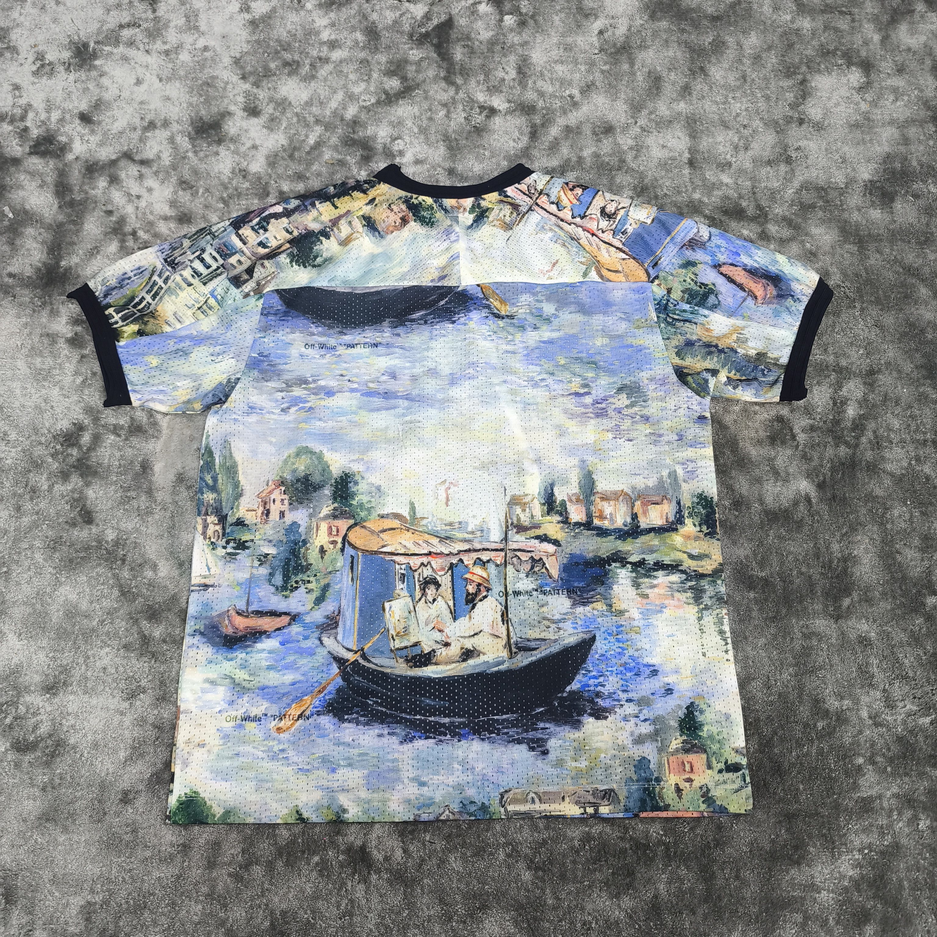 Off-White 2019 Virgil Abloh Mesh Impressionism Lake Logo T-Shirt Size US L / EU 52-54 / 3 - 3 Thumbnail