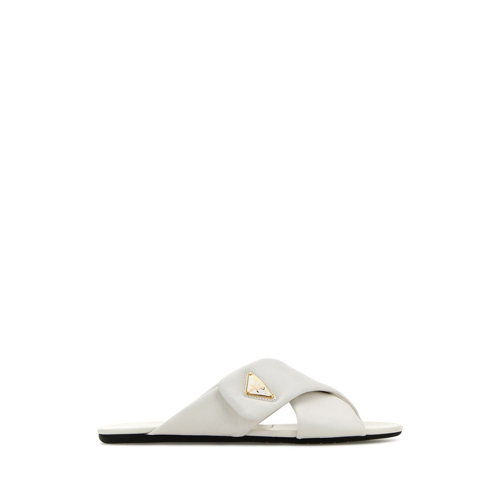 Prada PRADA Triangle White Leather Slippers New & Authentic (Women Size US 9 / IT 39 - 5 Thumbnail