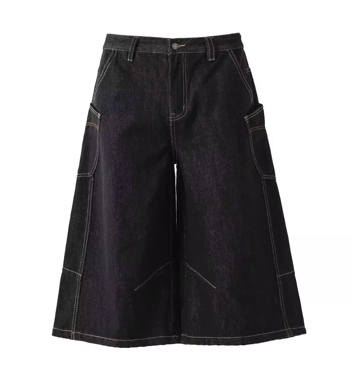 Jean Wide Long Black Denim Shorts / Jorts Size US 33 - 3 Thumbnail