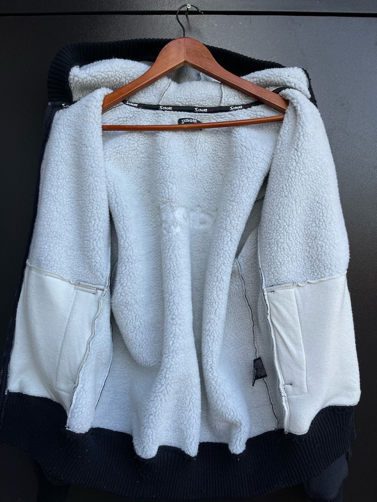 Schott Schott NYC Hoodie Full zip Sherpa Teddy Lined Fleece Jacket Size US L / EU 52-54 / 3 - 3 Thumbnail