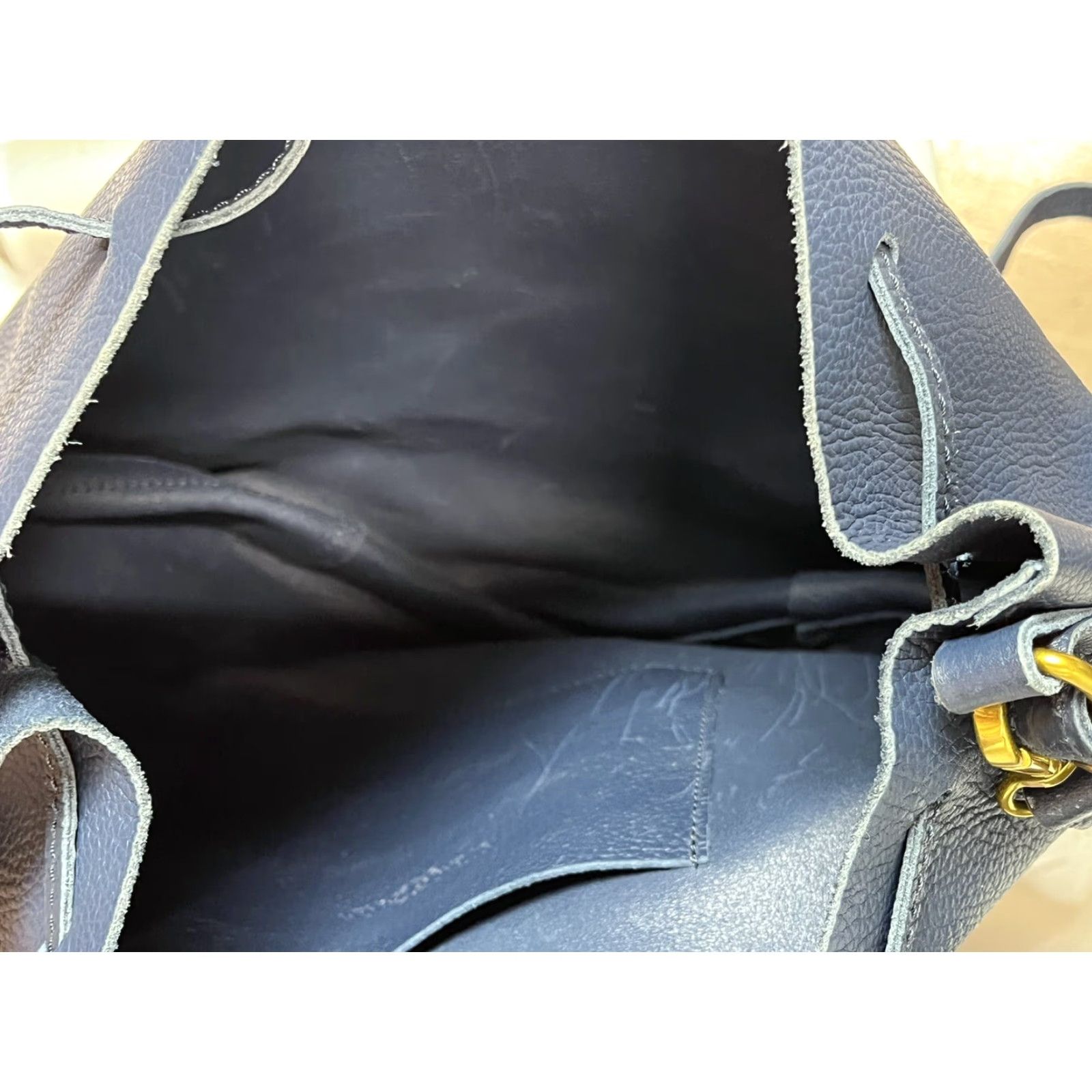Vintage Mark & Graham Pebbled Leather Bucket Bag Women Navy Size ONE SIZE - 4 Thumbnail