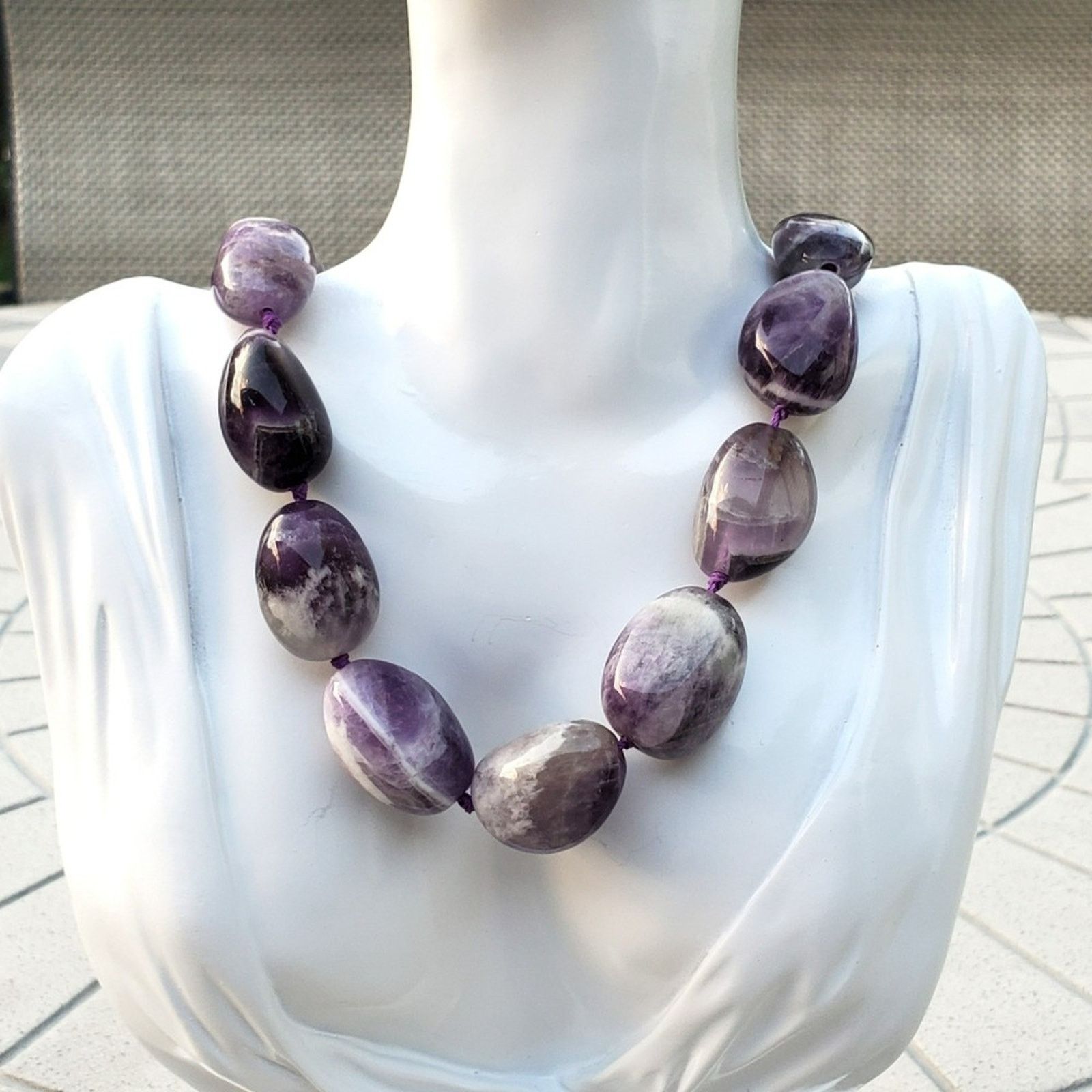 Designer MMA BMCo Sterling Silver Polished Chevron Amethyst Necklace Size ONE SIZE - 11 Thumbnail