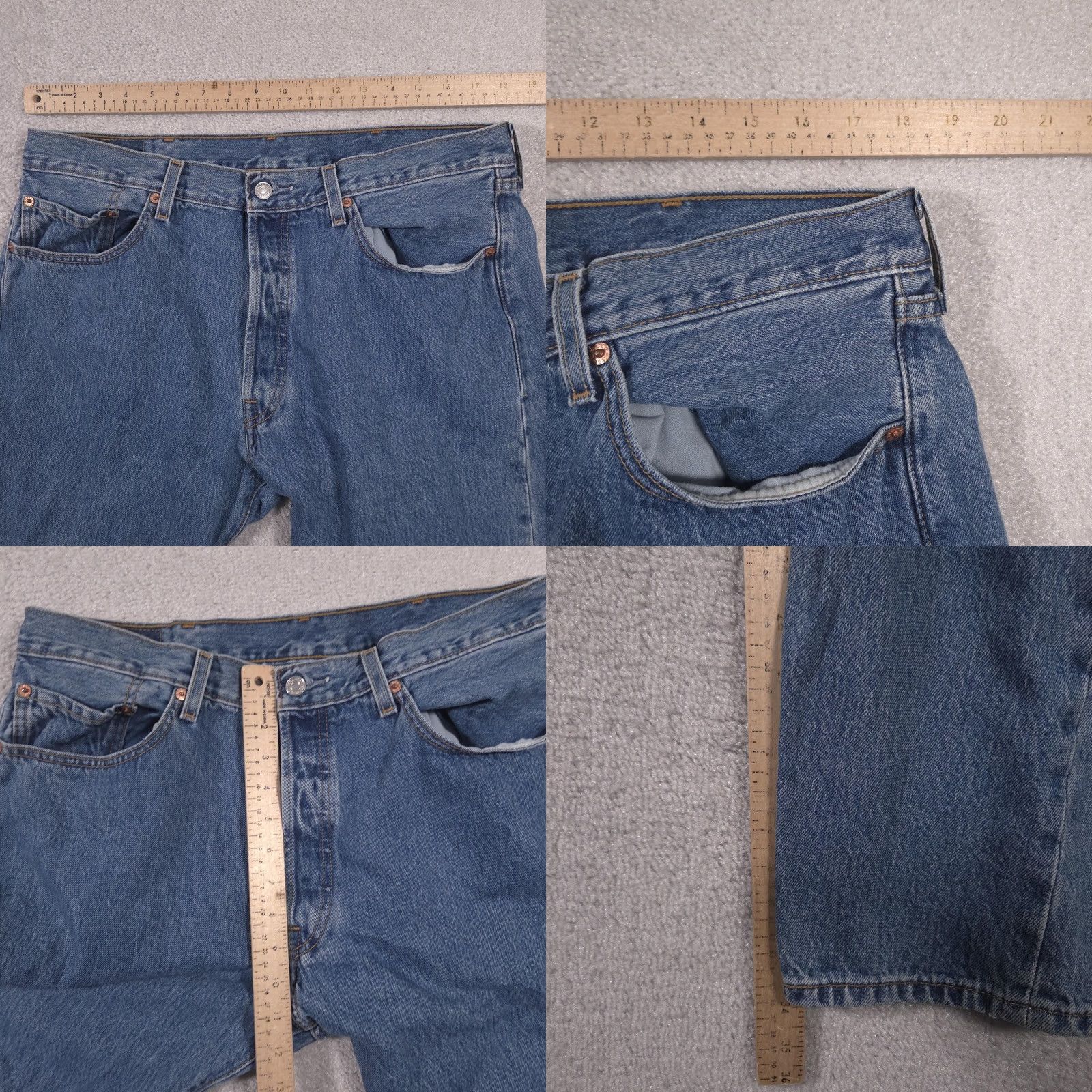 Levi's Levi's 501 Jeans Mens 38x34 Medium Blue Button Fly Straight Leg Denim Red Tab Shirt? Size US 38 / EU 54 - 8 Thumbnail
