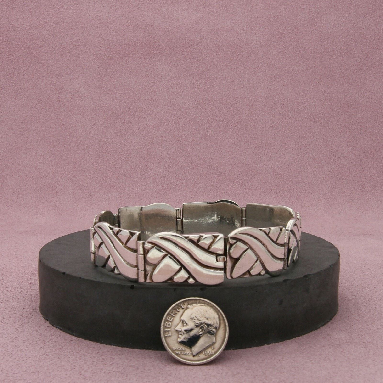 Sterling Silver sterling silver vintage panel link bracelet size 6.75in Size ONE SIZE - 2 Thumbnail