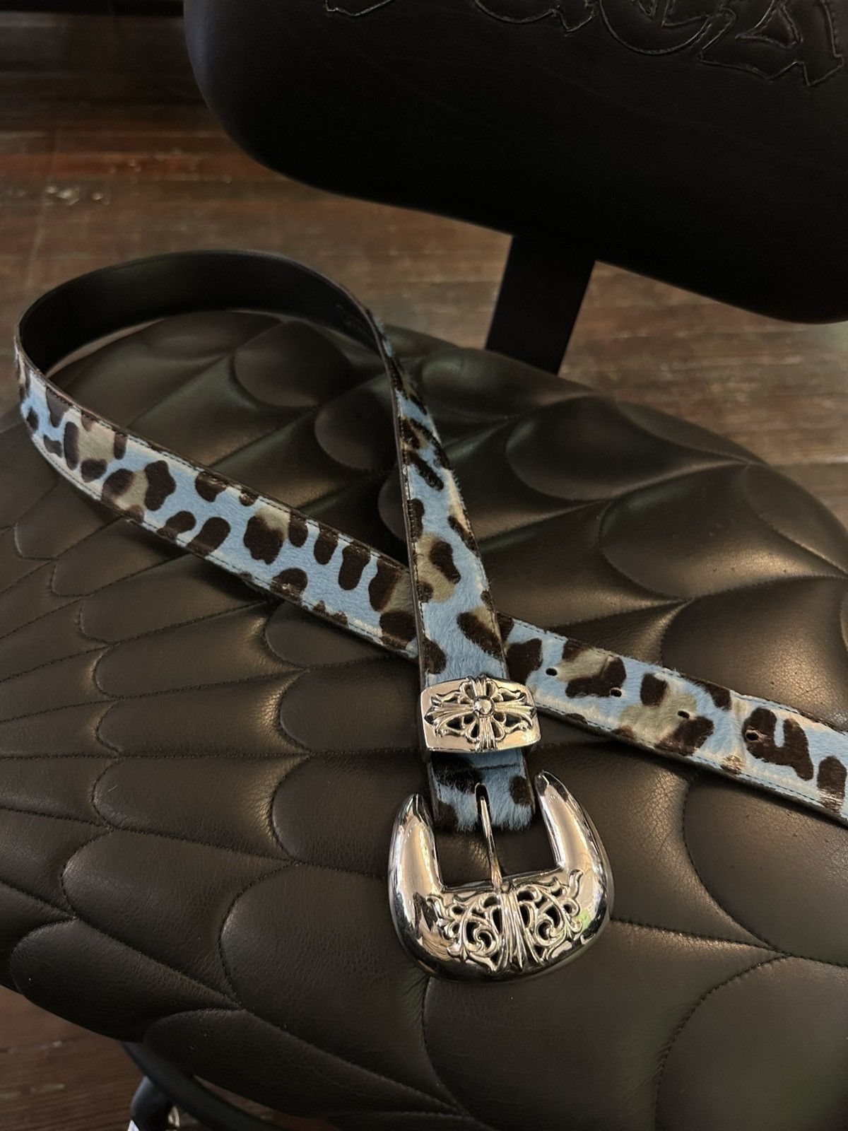 Chrome Hearts Chrome Hearts ‘ CENTRAL CEE ! BELT blue zebra Size 34 - 2 Thumbnail