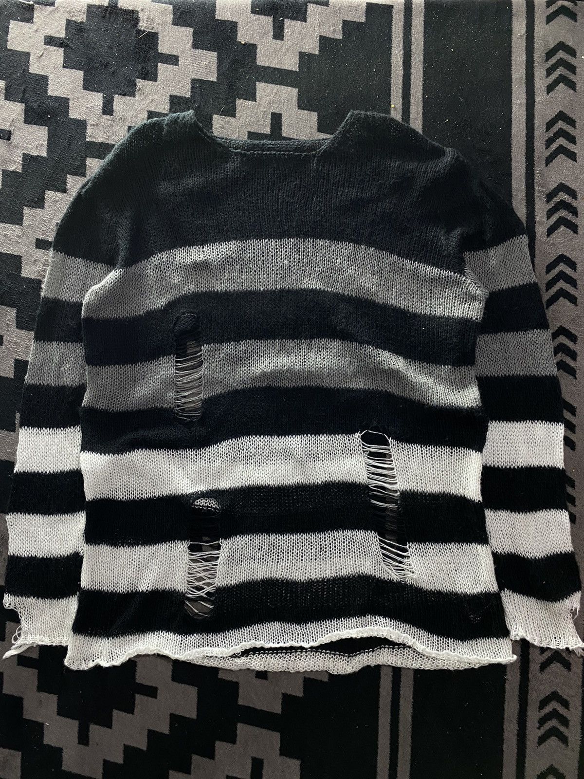 20471120 × Hysteric Glamour × Japanese Brand Romwe striped distressed knit cdg style Size US L / EU 52-54 / 3 - 1 Thumbnail