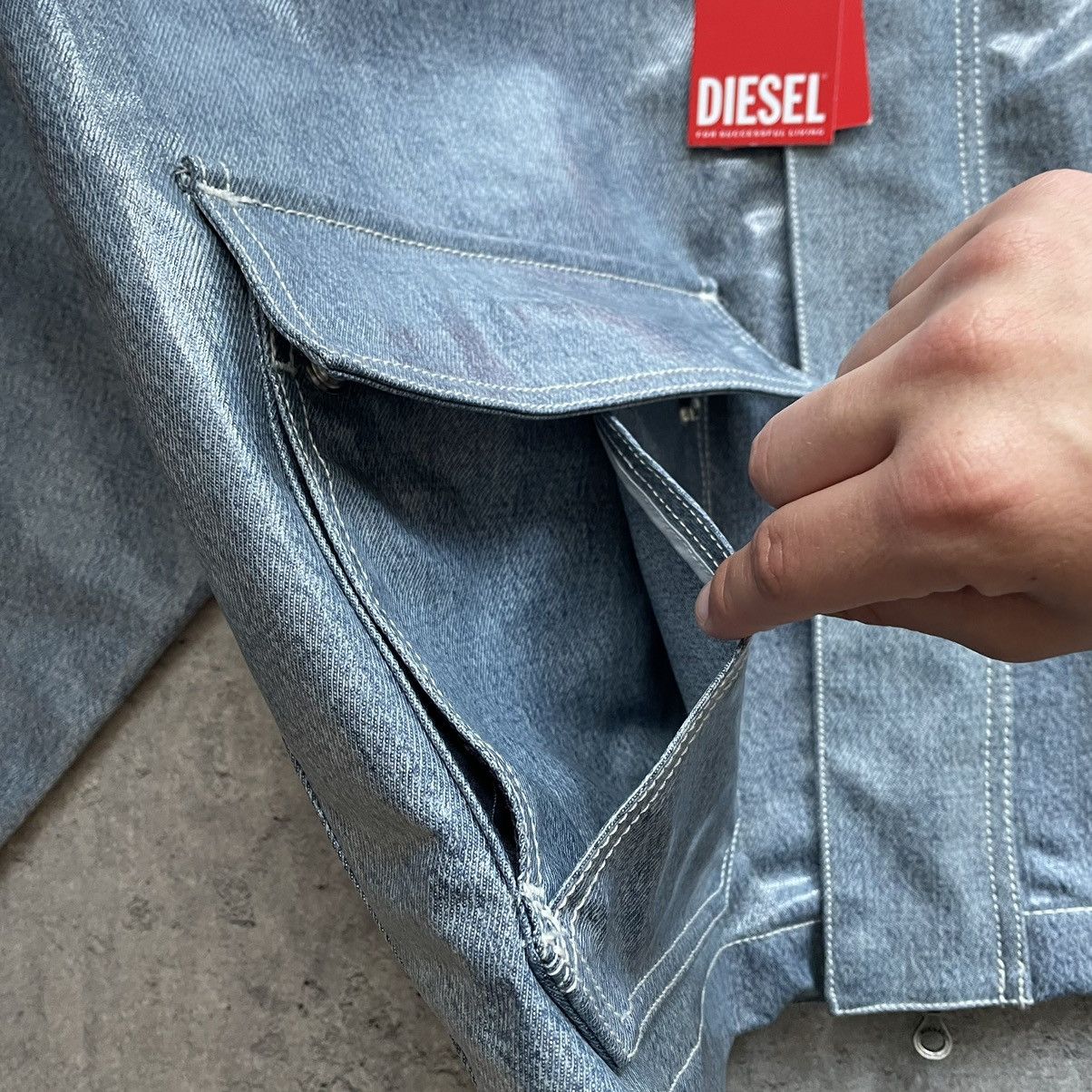 Diesel D-Sury Giacca Raincoat Denim Jacket Size US XL / EU 56 / 4 - 6 Thumbnail
