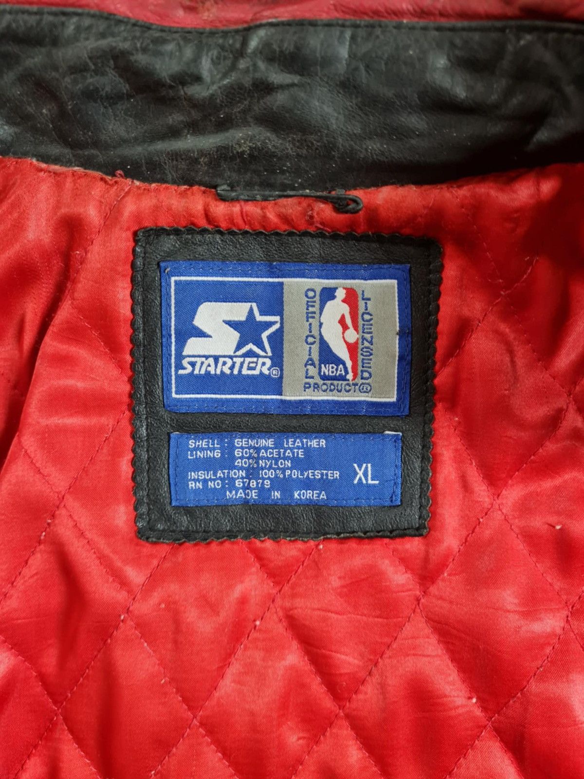 Starter Vintage Pro Player Chicago Bulls leather bomber jacket Size US XL / EU 56 / 4 - 5 Thumbnail