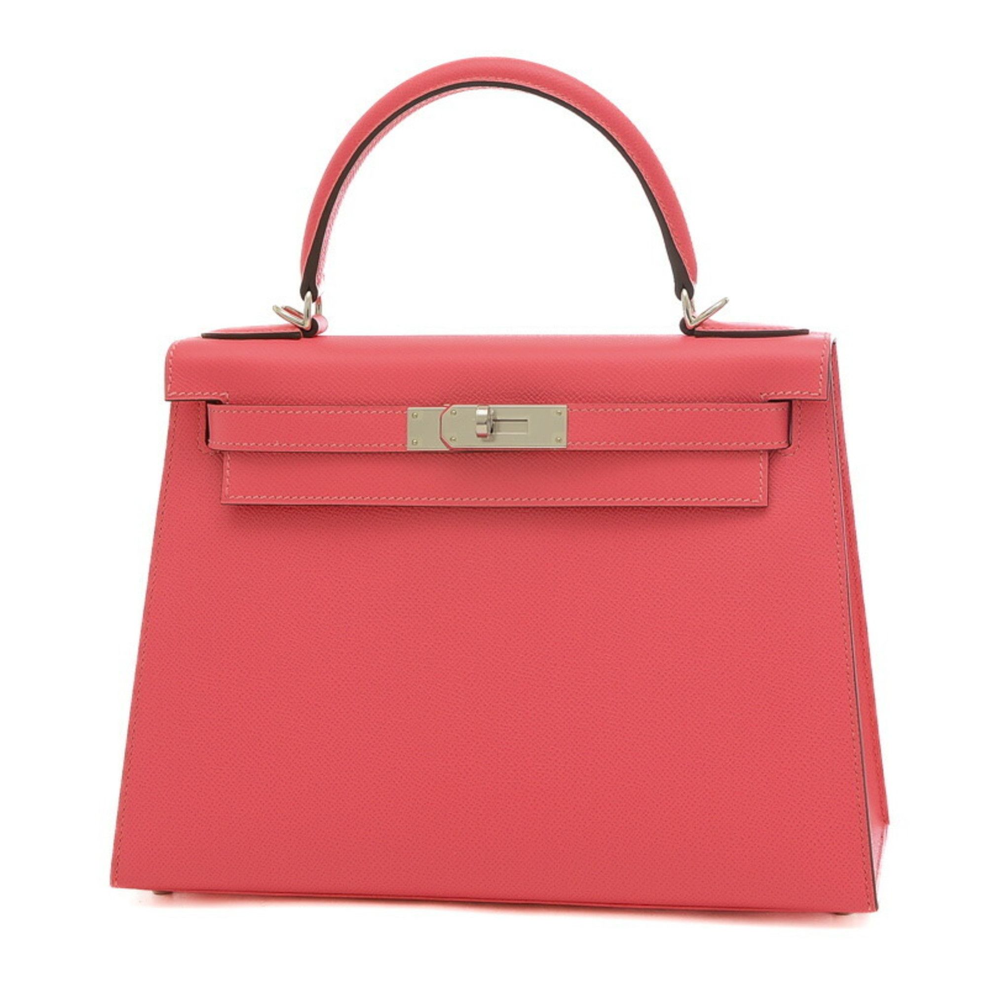 image of Hermes Kelly 28 Outside Stitching Handbag Epson Rose Azalea Silver Hardware D Engraved in Rose Azal