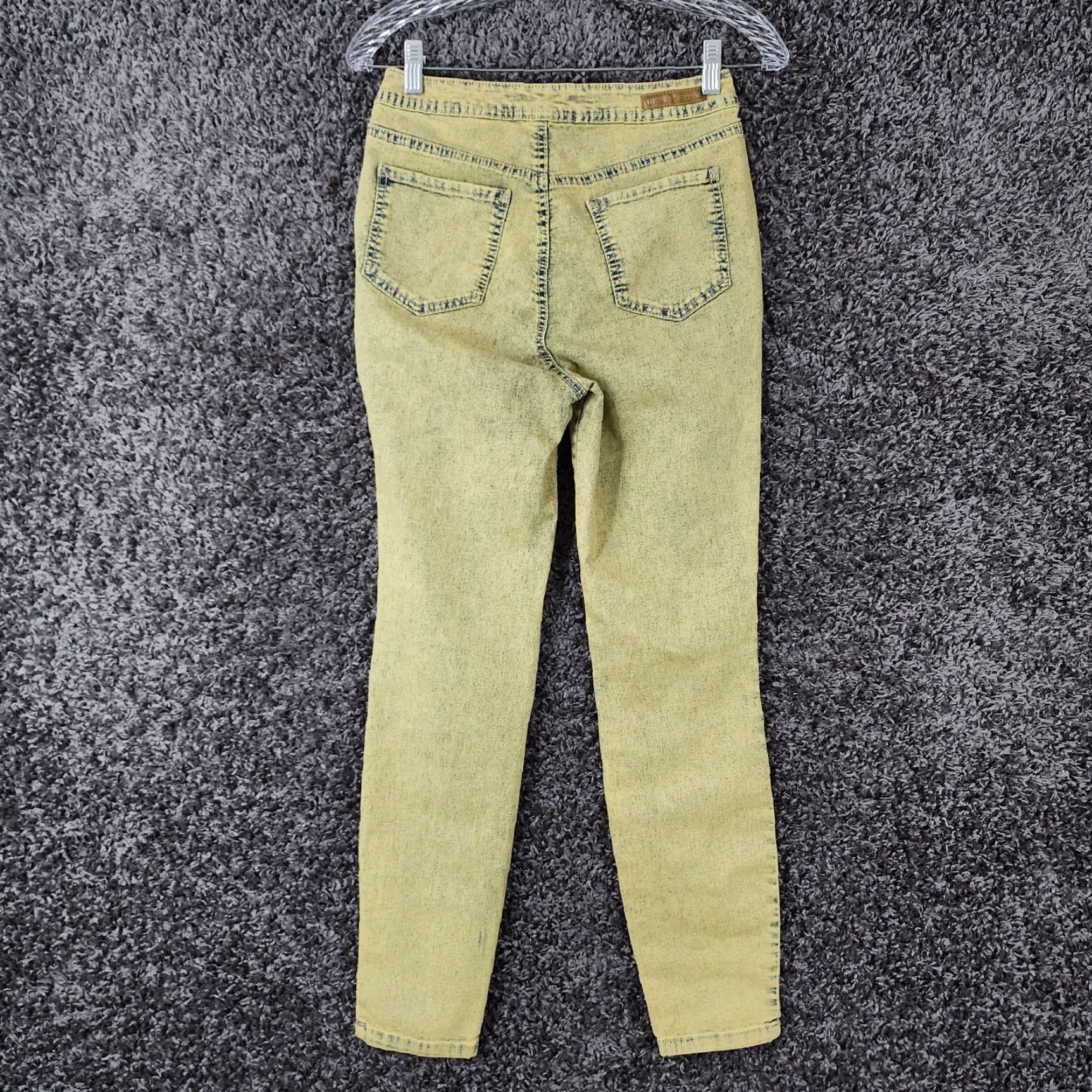 Vintage NICKI MINAJ Womens Jeans Jegging Yellow Acid Wash Stretch Curvy Size 8 26" W 27" Inseam Womens Size 30" / US 8 / IT 44 - 6 Thumbnail